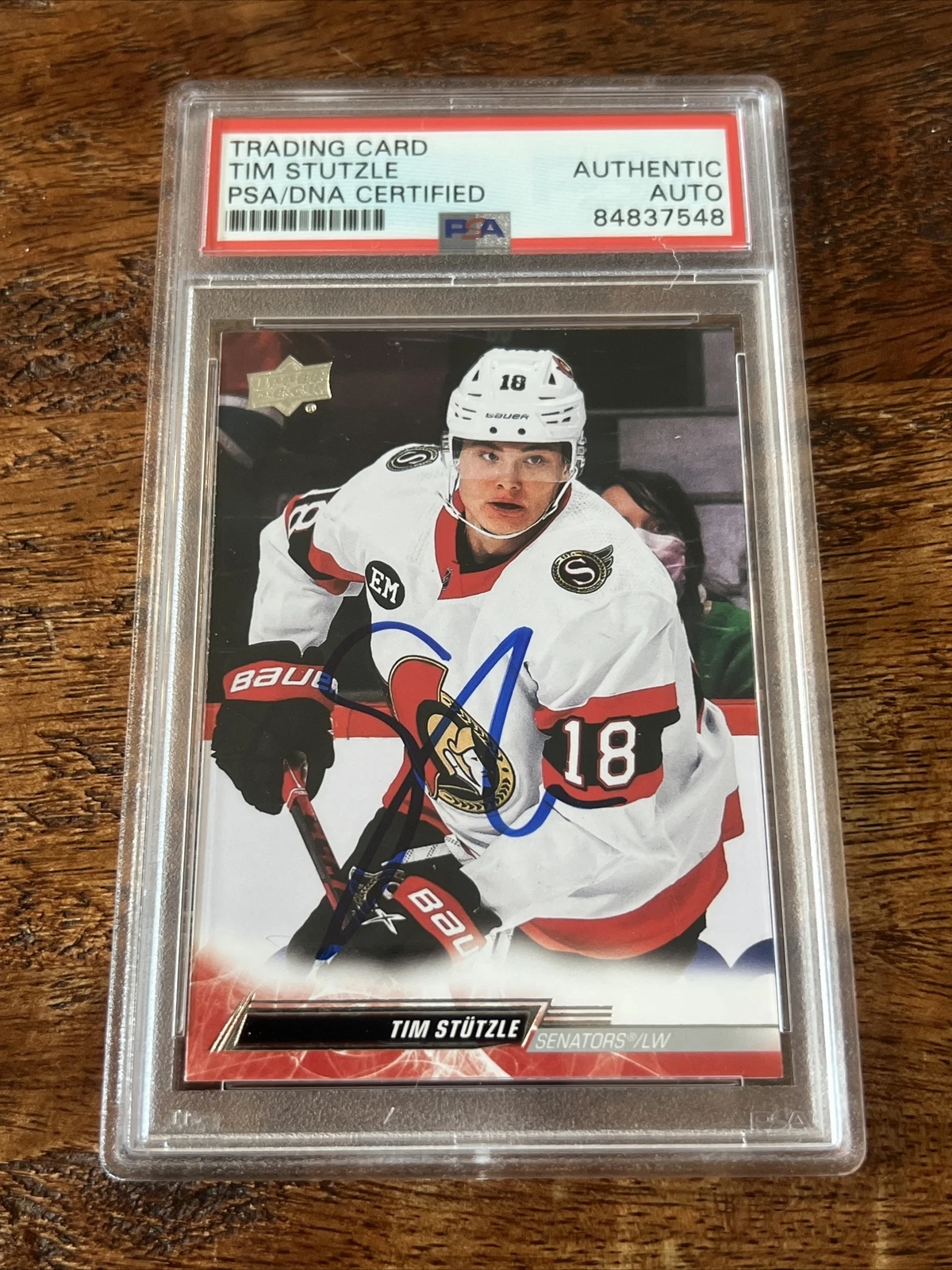 Tim Stutzle IP Signed Upper Deck Card Psa Dna Coa Slab Senators Autographed