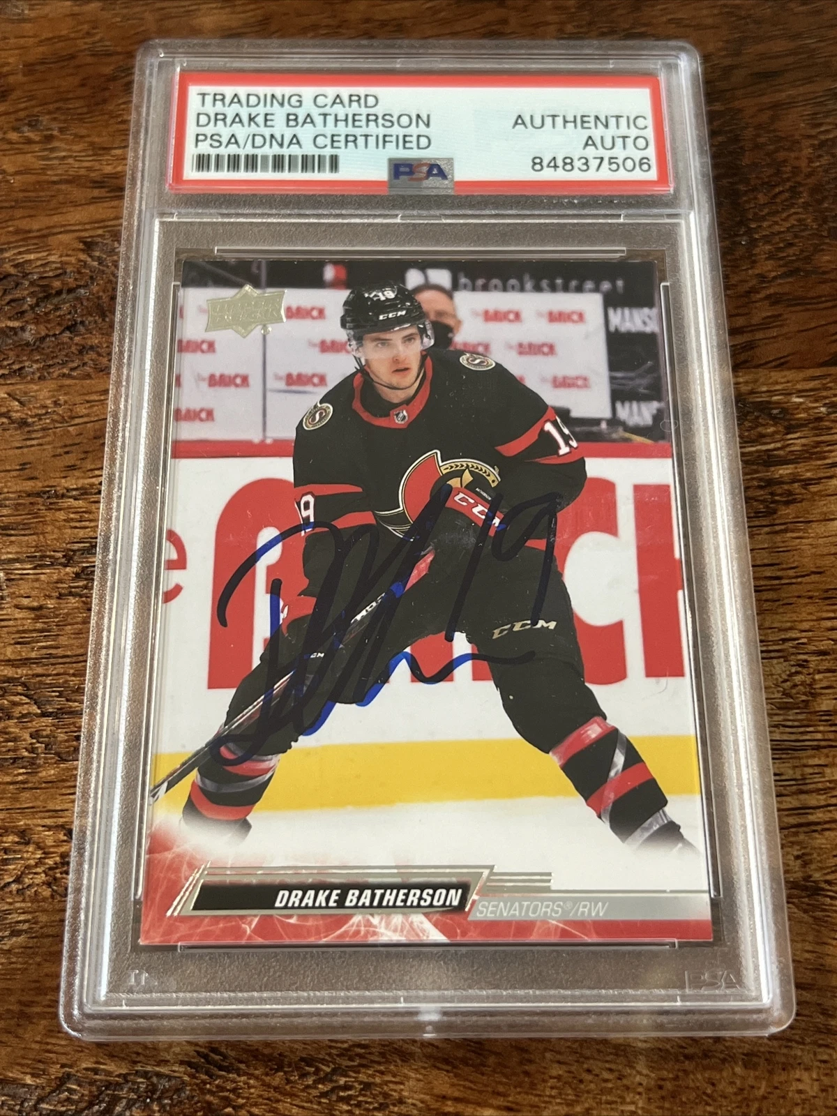 Drake Batherson IP Signed Upper Deck Card Psa Dna Coa Slab Senators Autographed