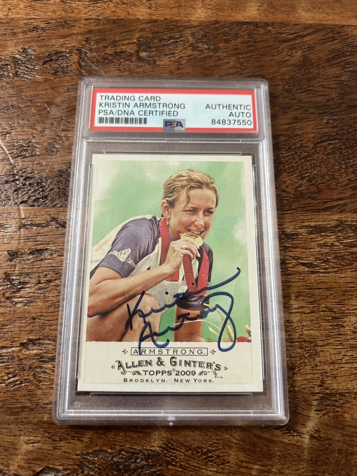 Kristin Armstrong IP Signed Allen & Ginter Card Psa Dna Coa Slab Autographed