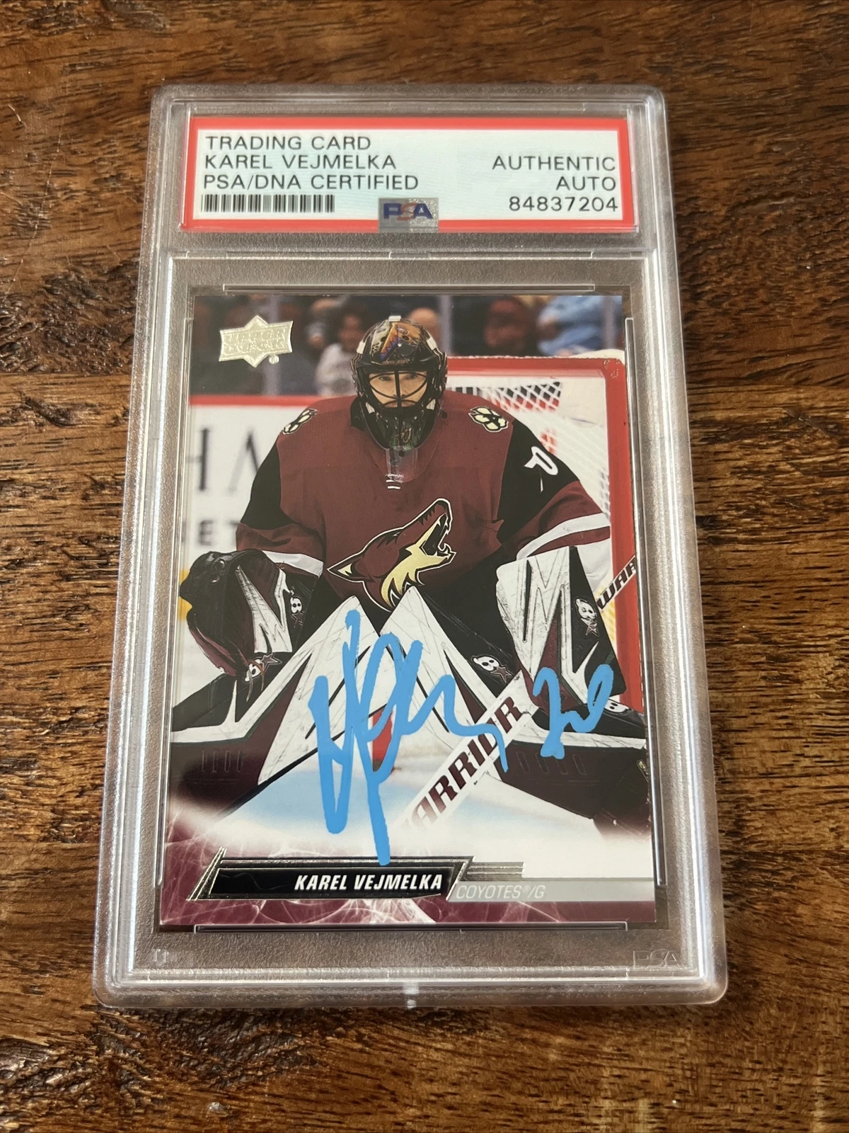 Karel Vejmelka IP Signed Upper Deck Card Psa Dna Coa Slab Coyotes Autographed