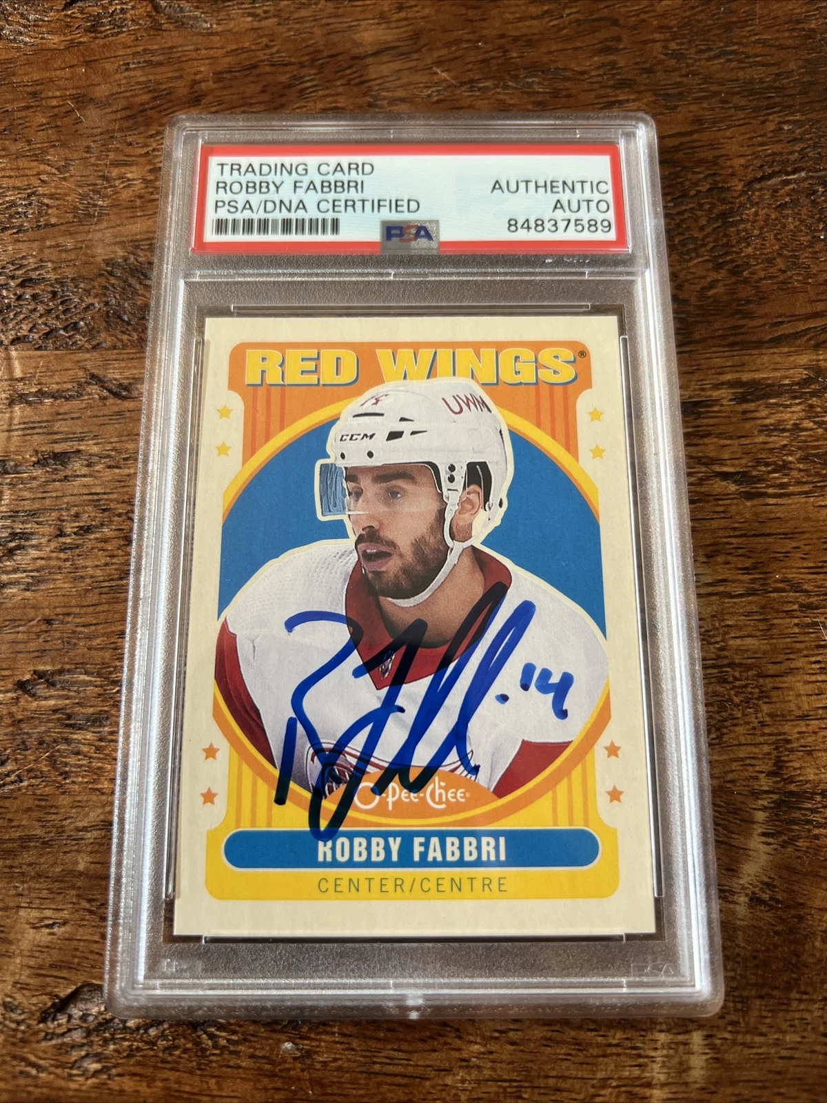 Robby Fabbri IP Signed O Pee Chee Card PSA DNA Coa Slab Autographed Red Wings