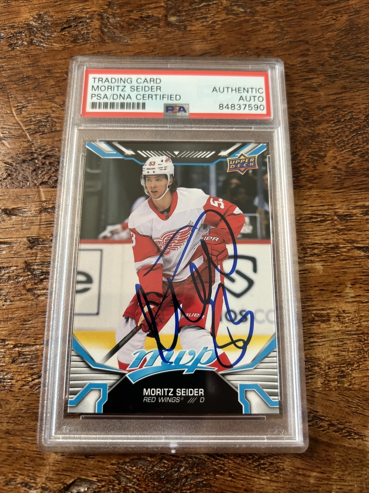 Moritz Seider IP Signed UD MVP Card Psa Dna Coa Slab Red Wings Autographed