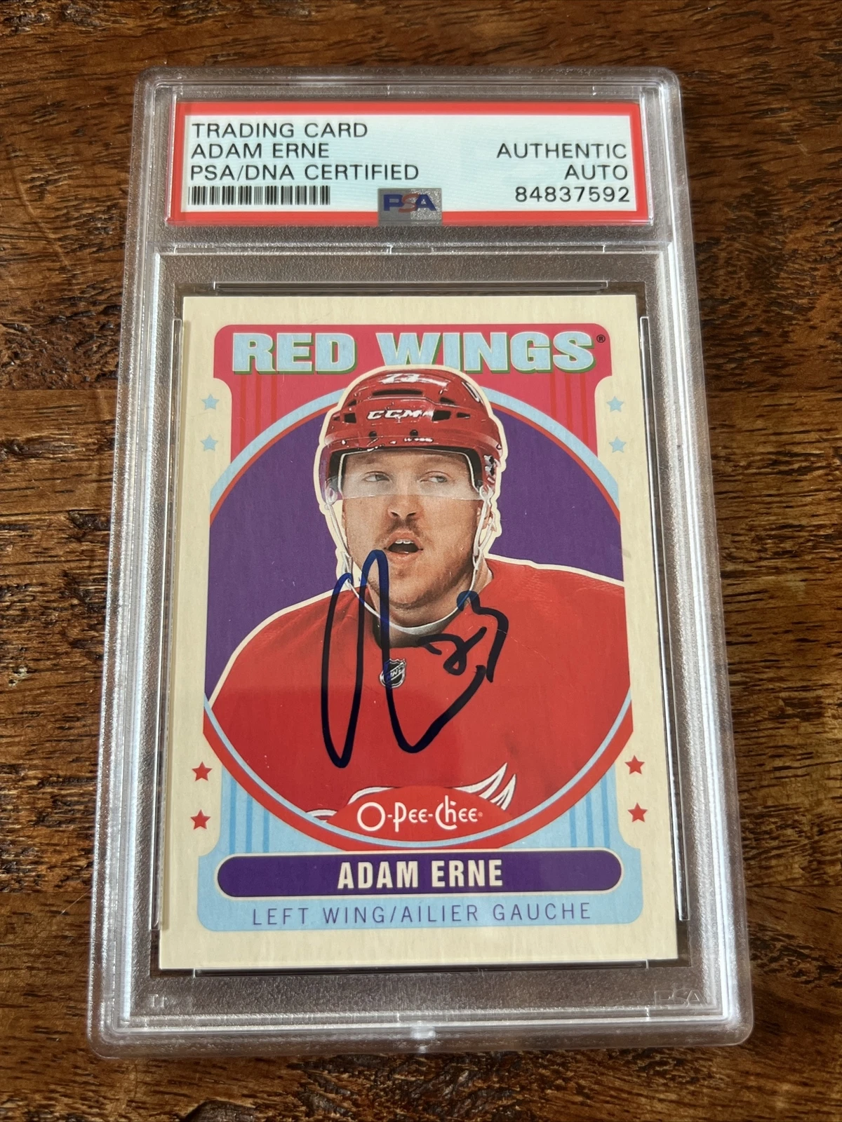 Adam Erne IP Signed O Pee Chee Card PSA DNA Coa Slab Autographed Red Wings
