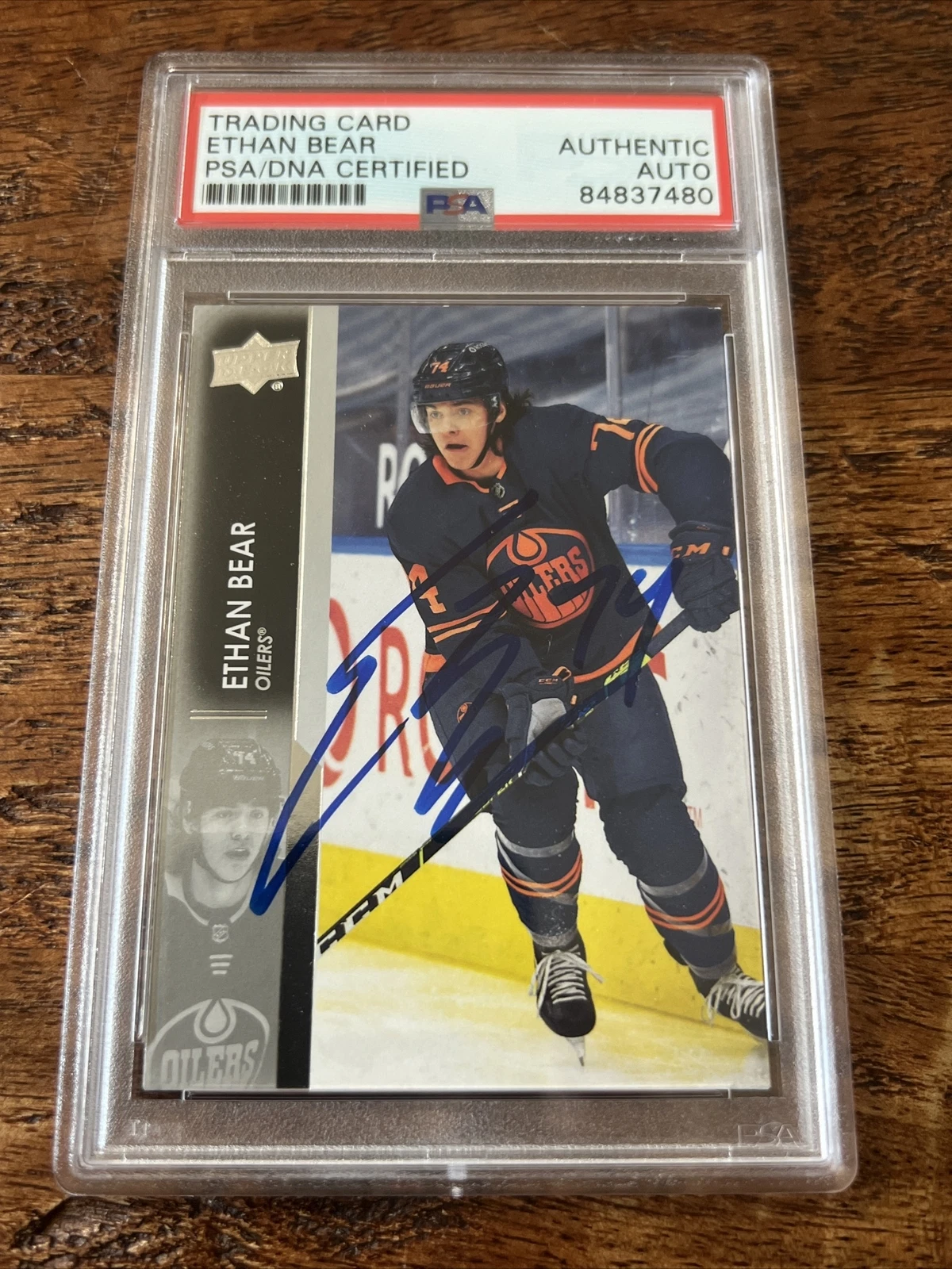 Ethan Bear IP Signed Upper Deck Card Psa Dna Coa Slab Oilers Autographed