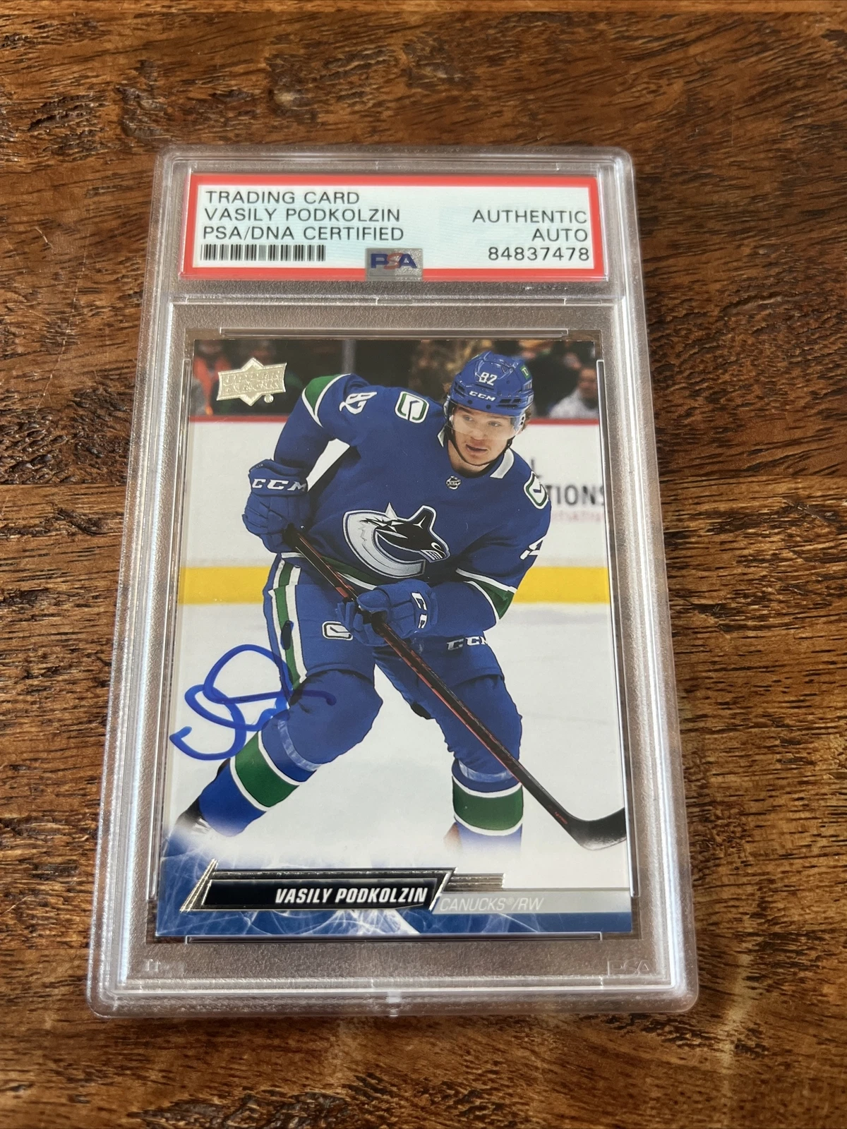 Vasily Podkolzin IP Signed Upper Deck Card Psa Dna Coa Slab Canucks Autographed