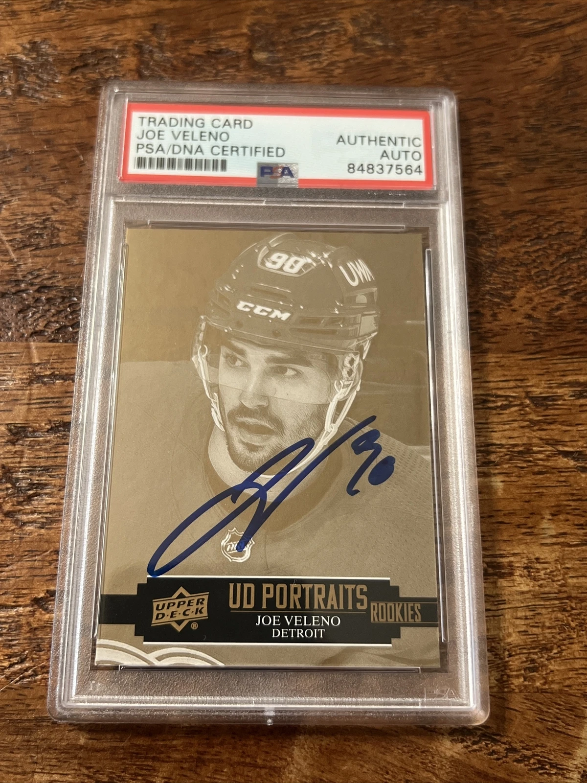 Joe Veleno IP Signed UD Portraits Card Psa Dna Coa Slab Red Wings Autographed