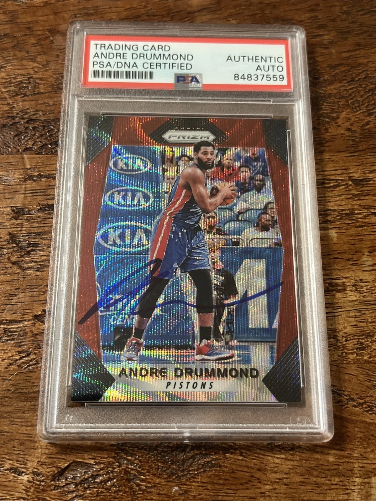 Andre Drummond IP Signed Prizm Card Psa Dna Coa Slab Autographed Pistons