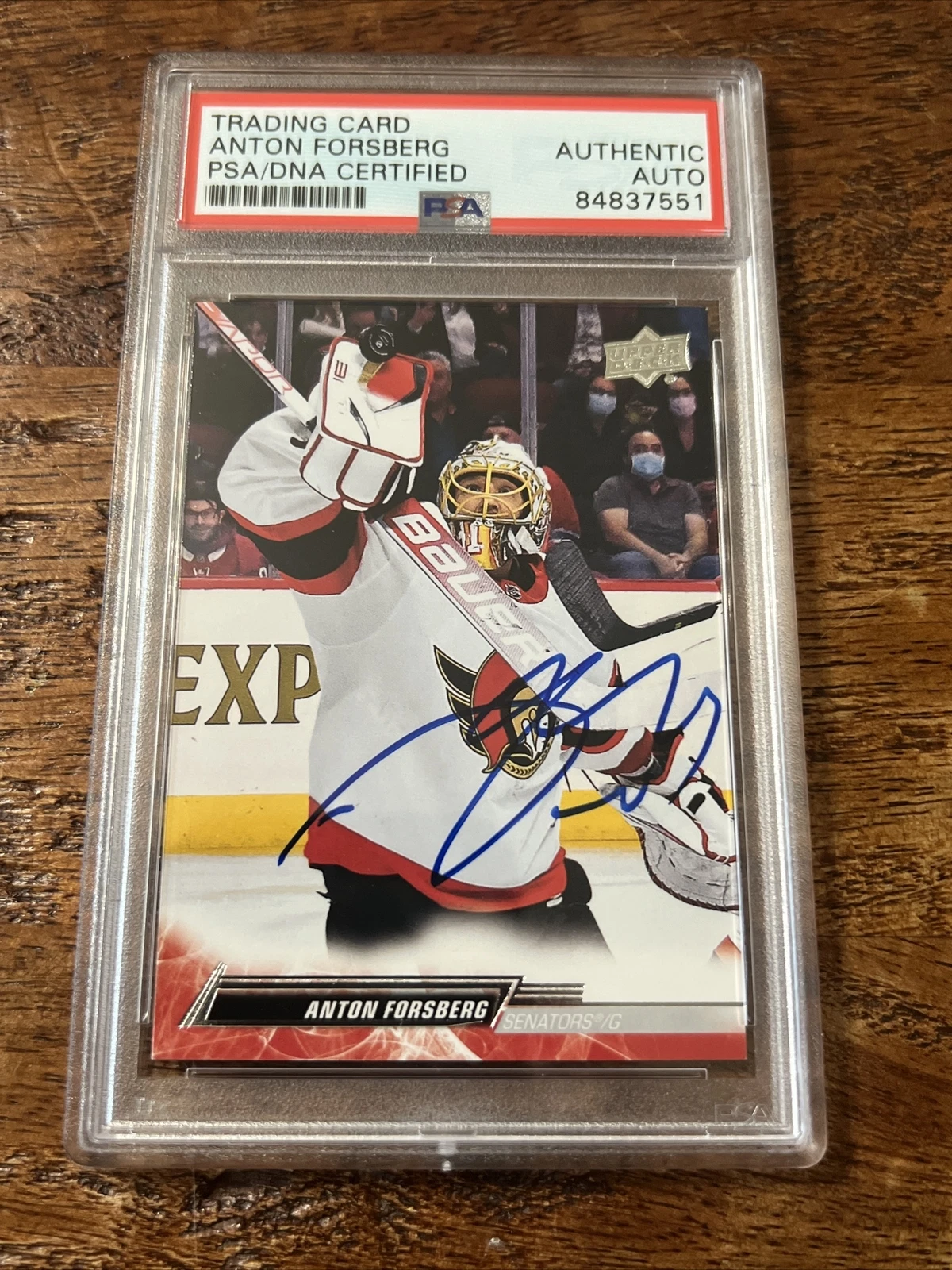 Anton Forsberg IP Signed Upper Deck Card Psa Dna Coa Slab Senators Autographed