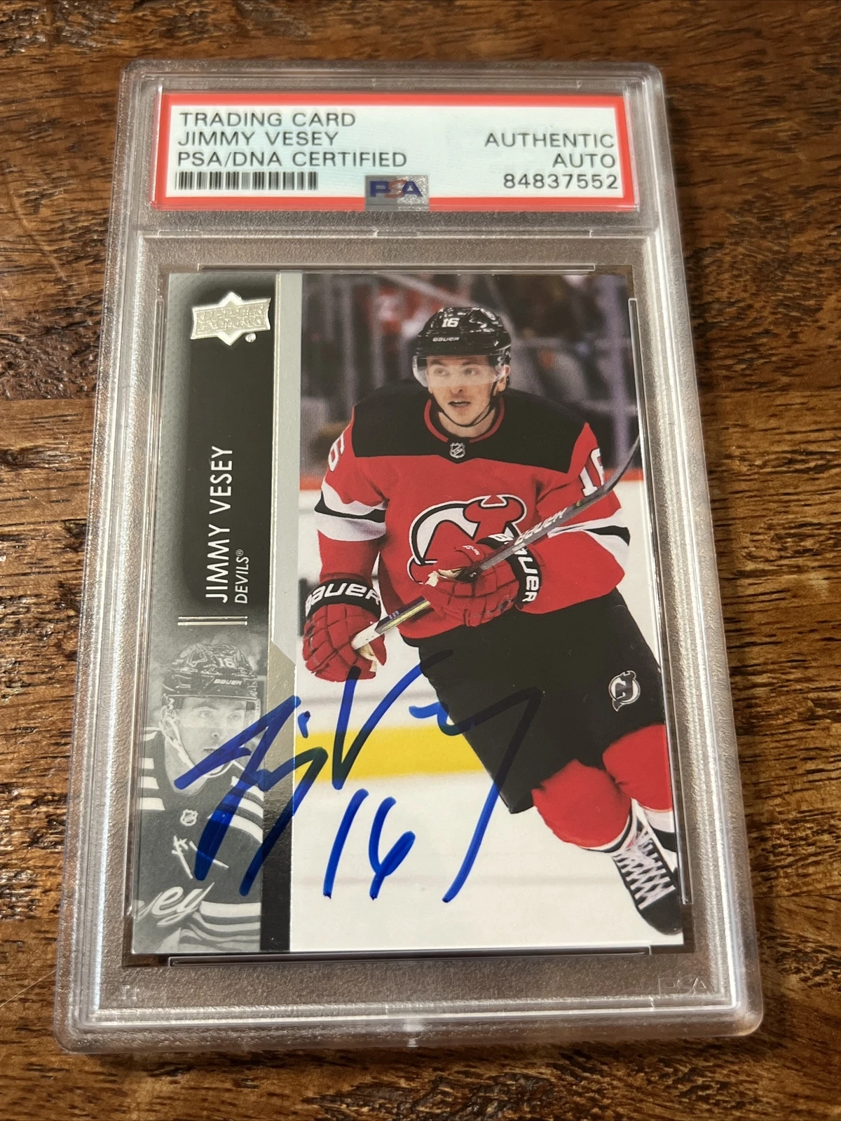 Jimmy Vesey IP Signed Upper Deck Card Psa Dna Coa Slab Devils Autographed