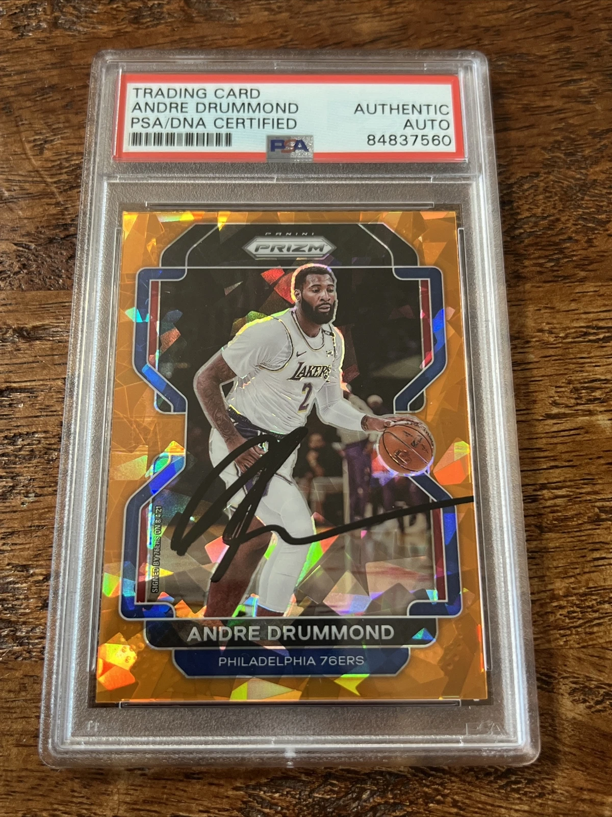 Andre Drummond IP Signed Prizm Card Psa Dna Coa Slab Autographed Lakers