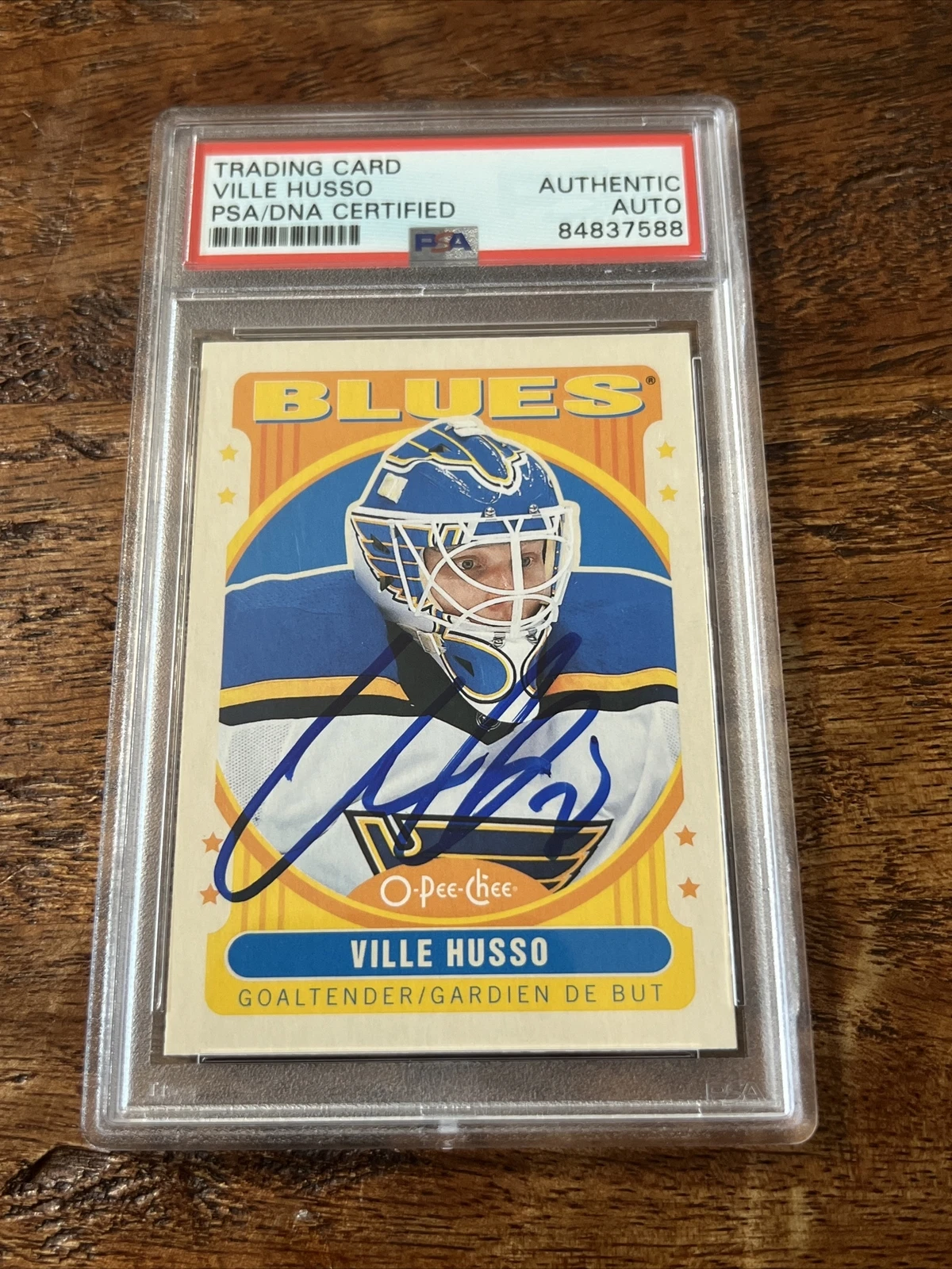 Ville Husso IP Signed O Pee Chee Card PSA DNA Coa Slab Autographed Blues