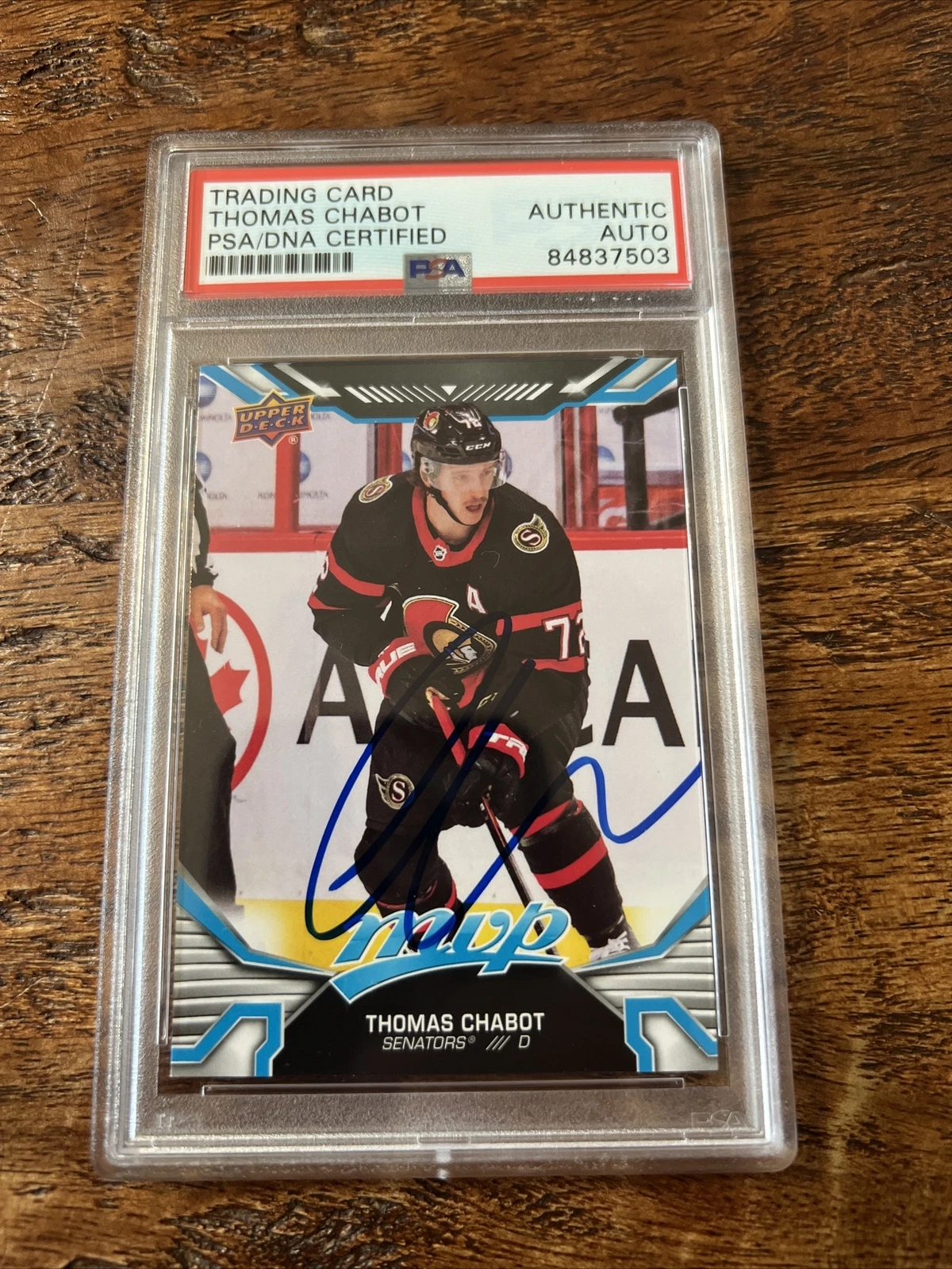 Thomas Chabot IP Signed UD MVP Card Psa Dna Coa Slab Senators Autographed