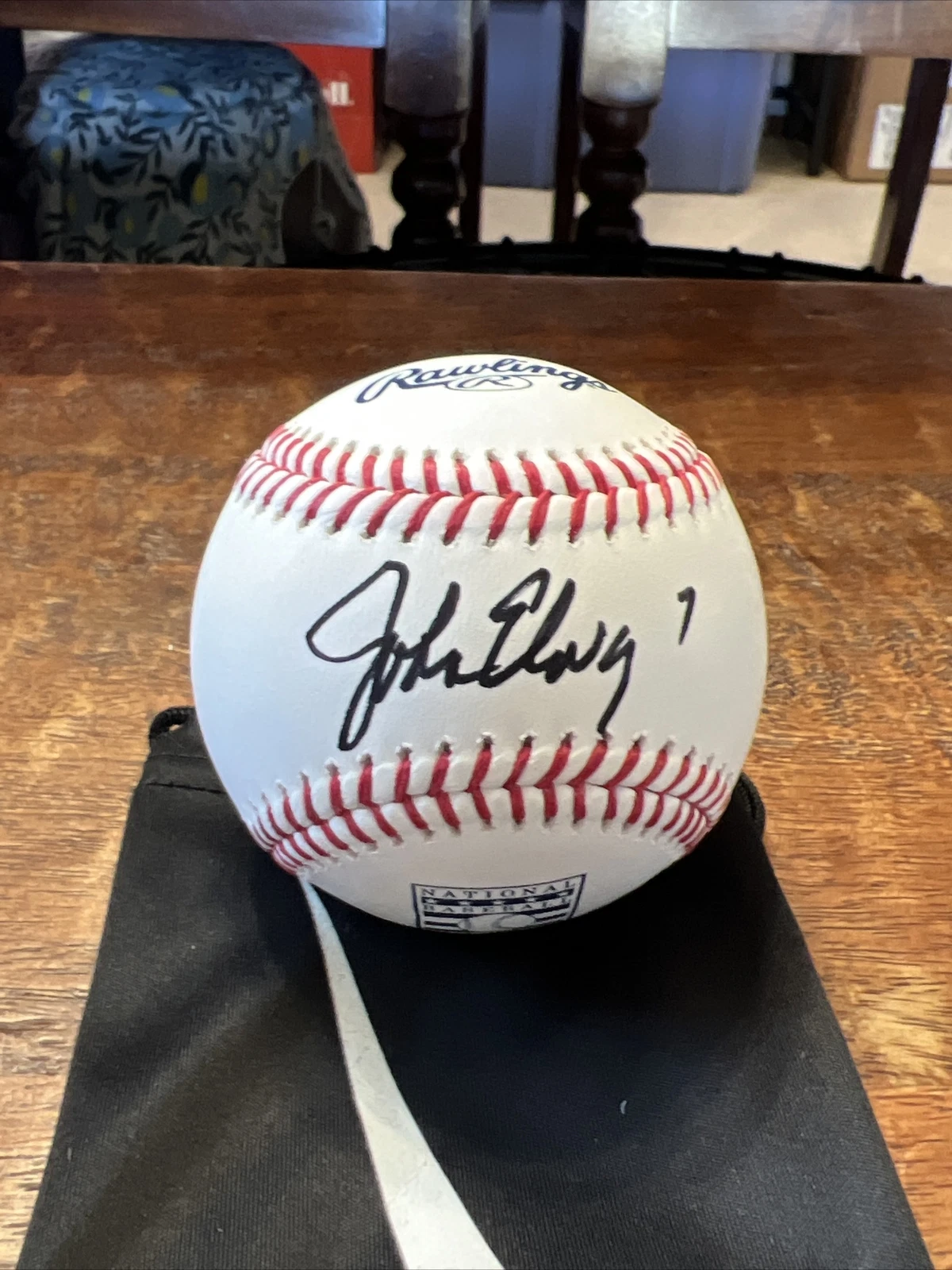 John Elway Signed Hall Of Fame Baseball JSA Coa Broncos Football Autographed