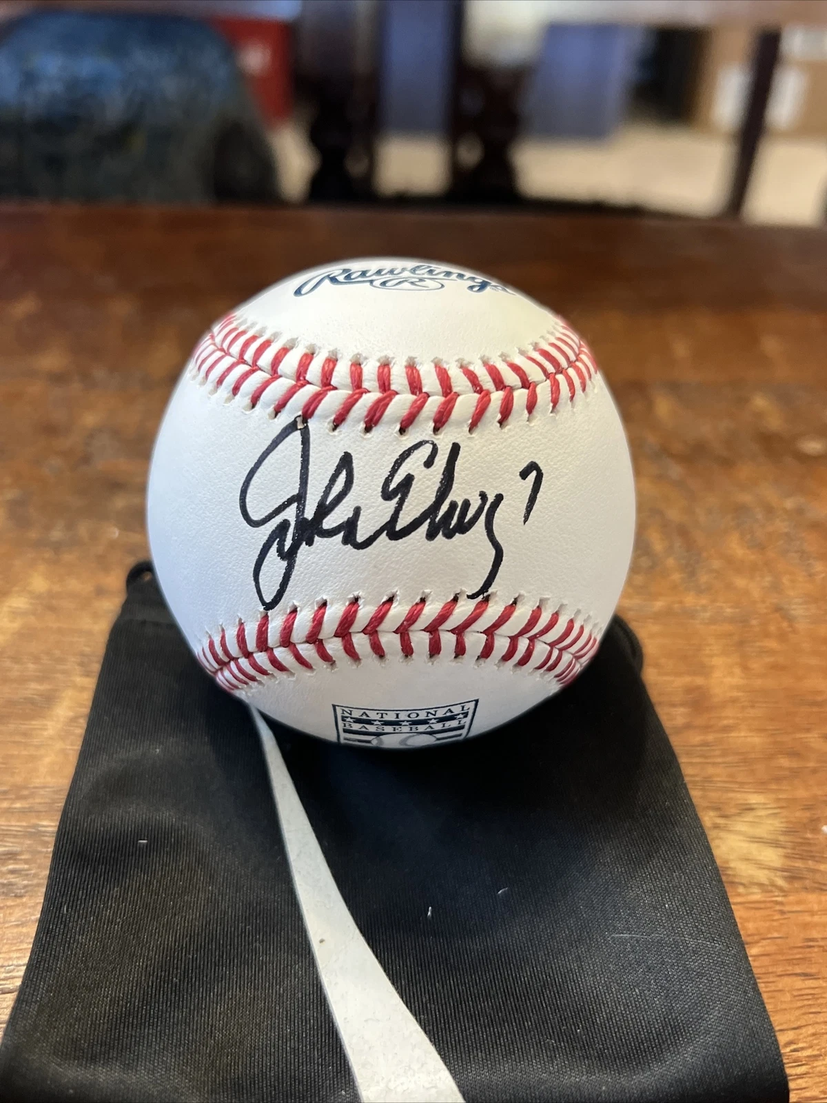 John Elway Signed Hall Of Fame Baseball JSA Coa Broncos Football Autographed