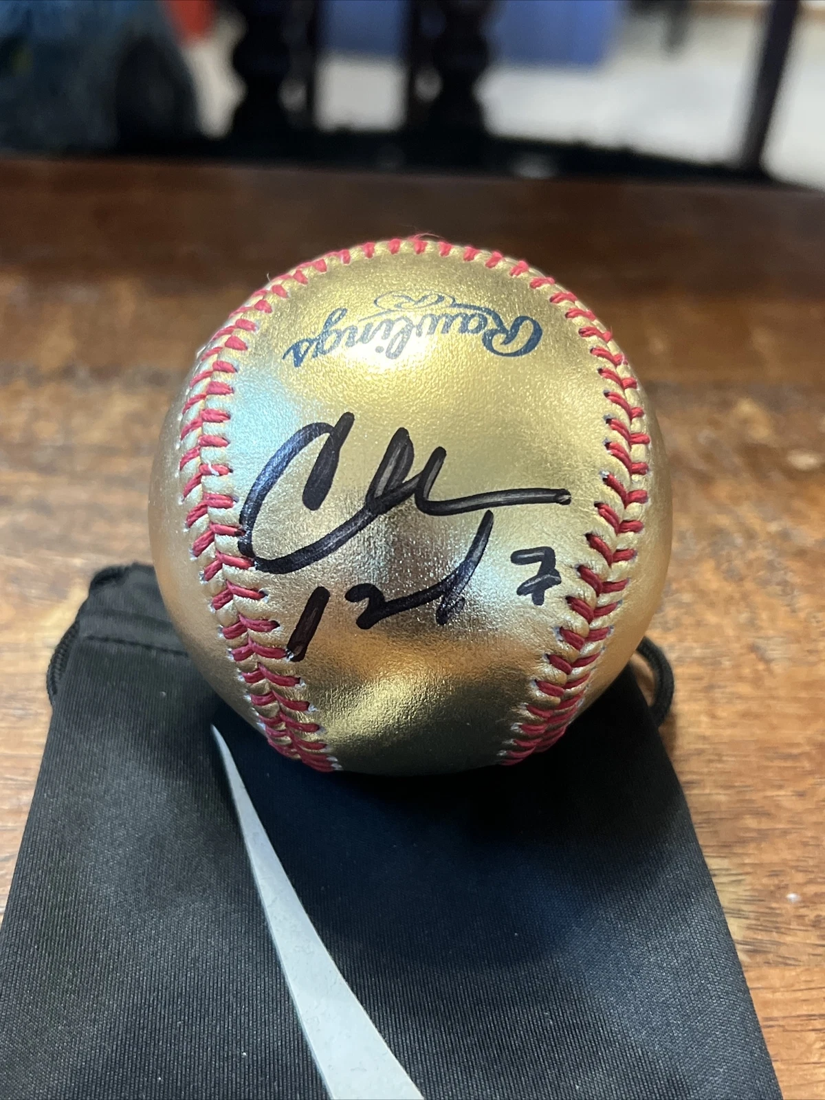 Charles Barkley Signed GOLD Baseball JSA Coa Suns 76ers Autographed