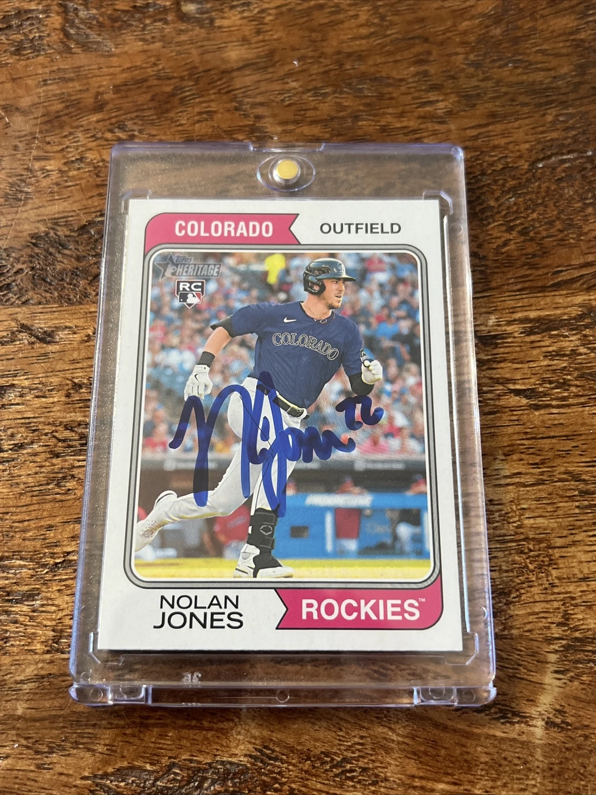 Nolan Jones IP Signed Topps Heritage Rookie Card JSA Coa Rockies Autographed