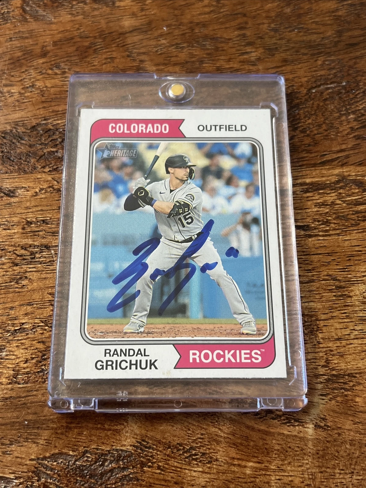 Randal Grichuk IP Signed Topps Heritage Card JSA Coa Rockies Autographed