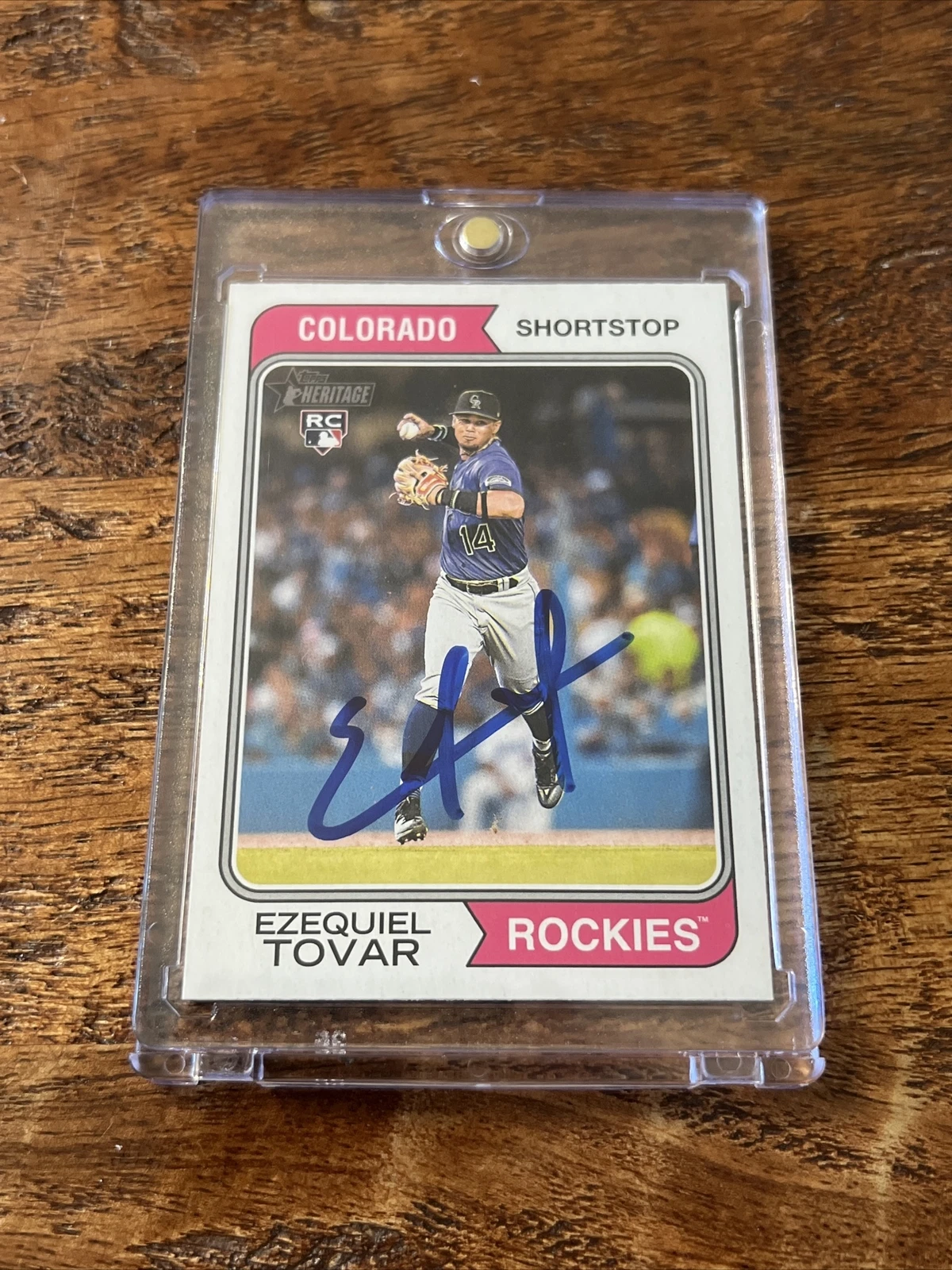 Ezequiel Tovar IP Signed Topps Heritage Rookie Card JSA Coa Rockies Autographed