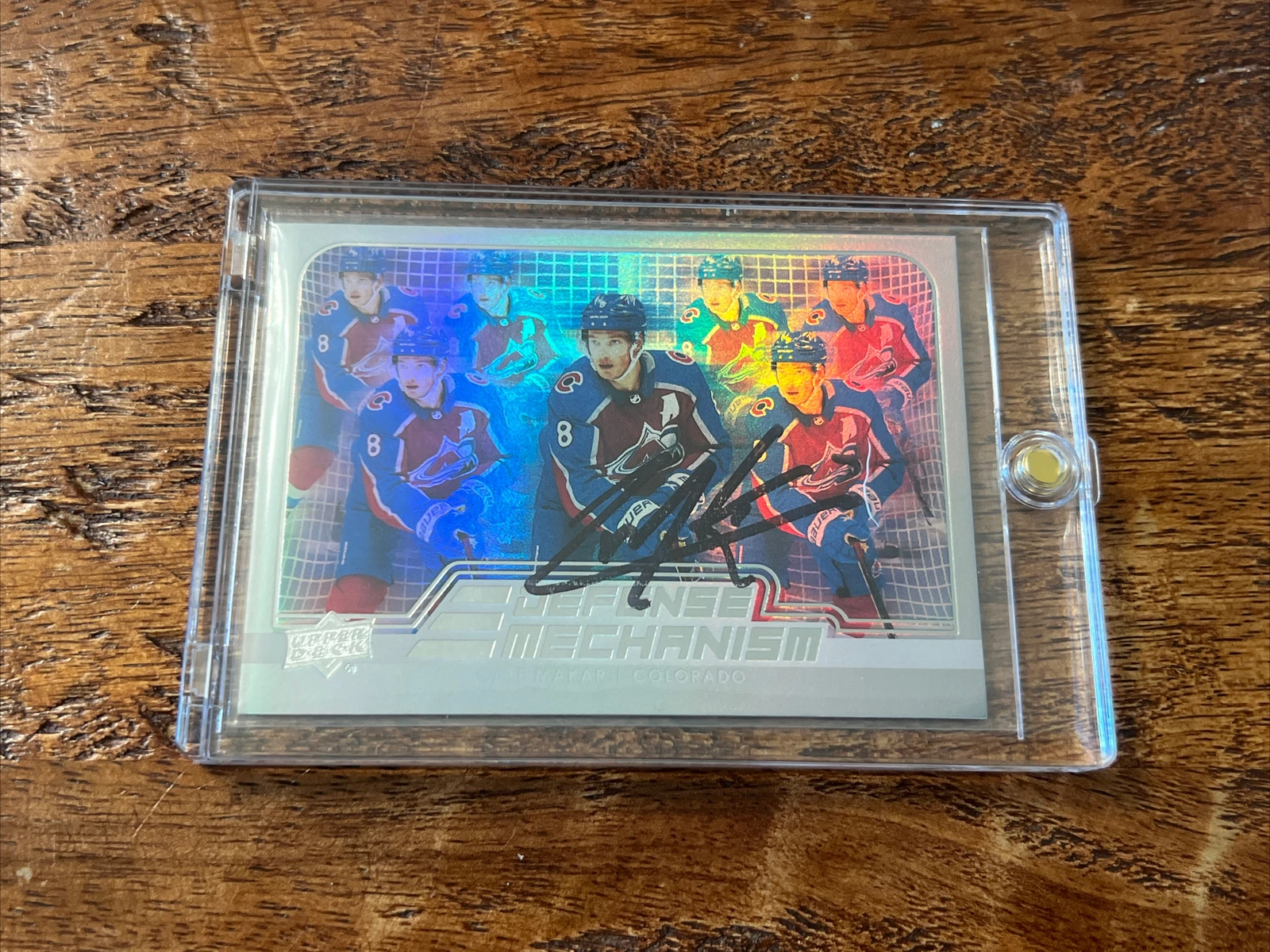 Cale Makar IP Signed UD Defense Mechanism Card JSA Coa Avalanche Autographed