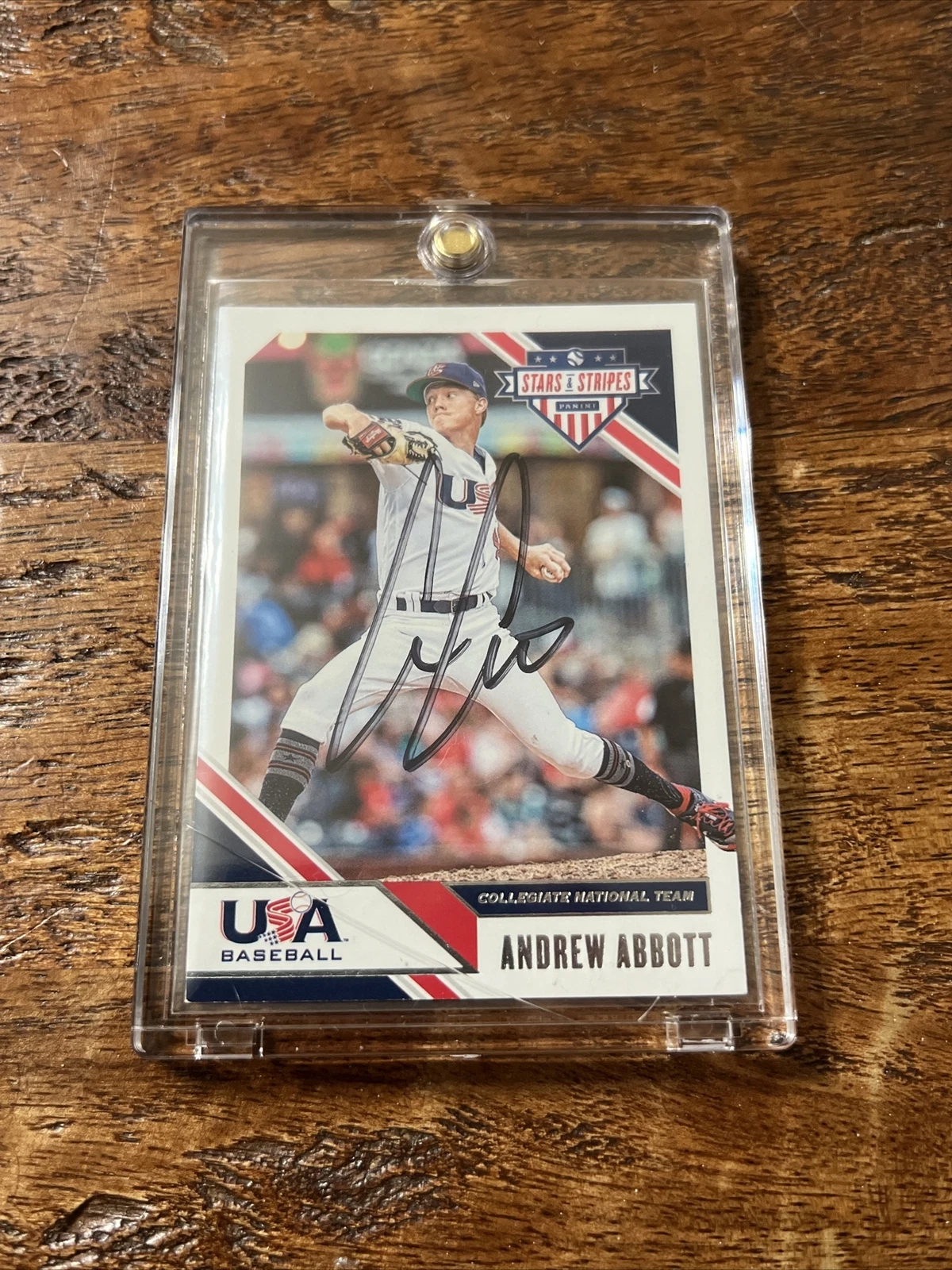 Andrew Abbott IP Signed Panini Stars & Stripes Card JSA Coa Reds Autographed