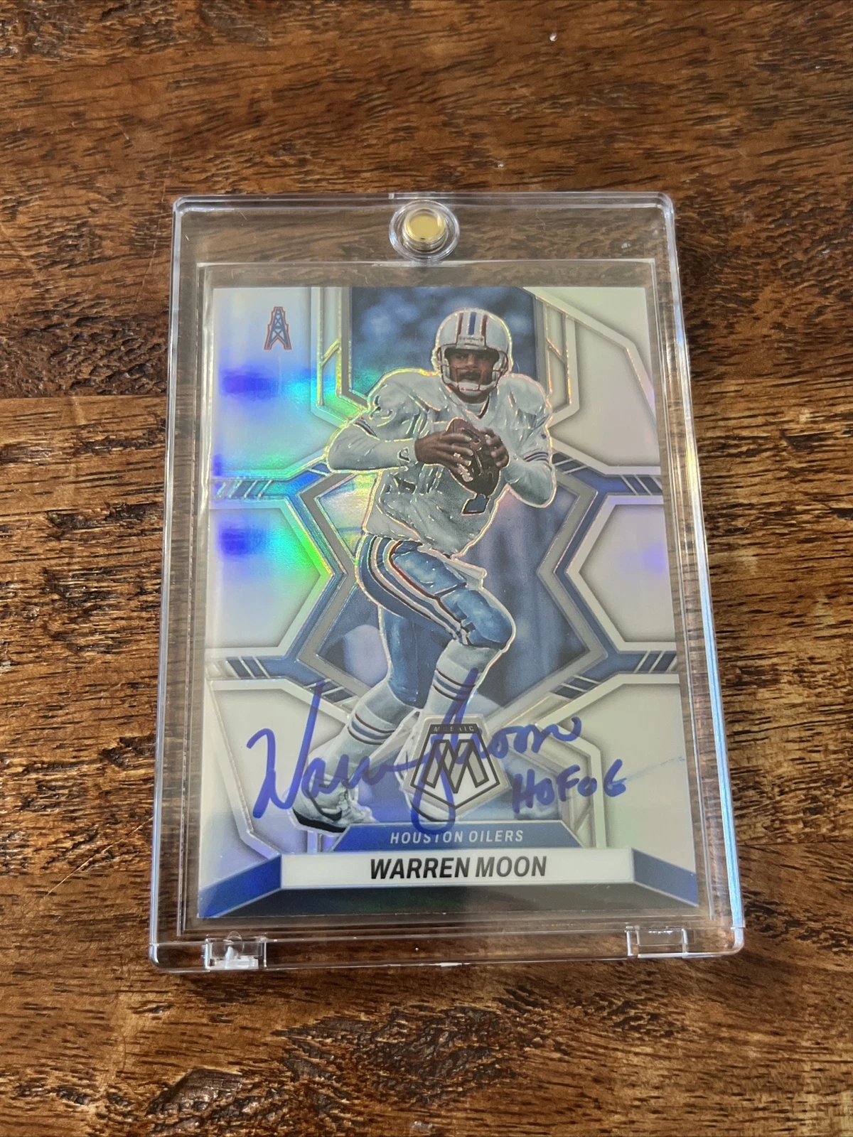 Warren Moon IP Signed Mosaic Card JSA Coa Oilers Autographed