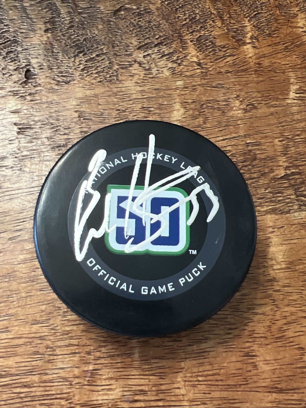 Bo Horvat Signed Canucks 50th Anniversary Hockey Puck JSA Coa Autographed