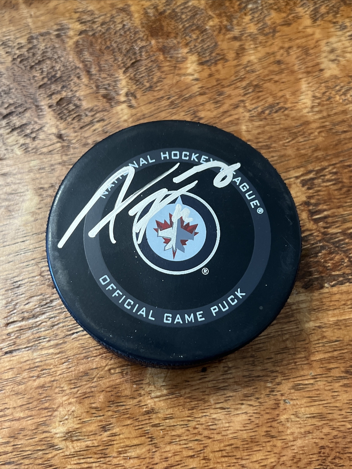 Adam Lowry Signed Winnipeg Jets Official Game Puck JSA Coa Autographed