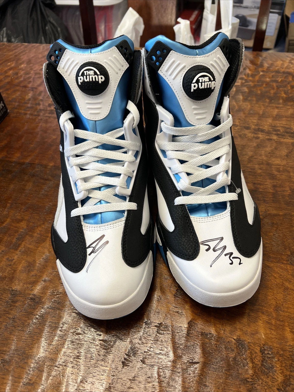 Shaquille O'Neal Dual Signed Reebok Pump Shaq Attack Shoes JSA Coa Autographed
