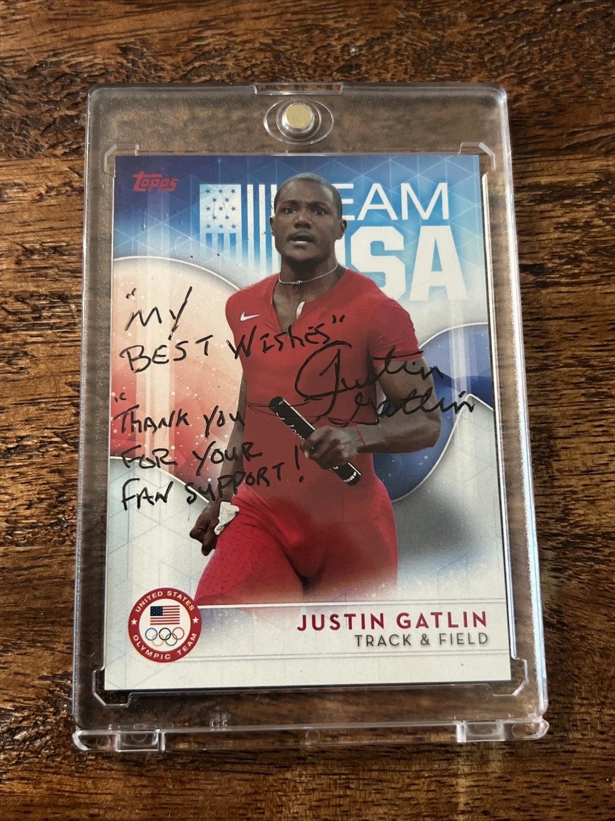 Justin Gatlin Signed Topps Card JSA Coa Autographed USA Track & Field