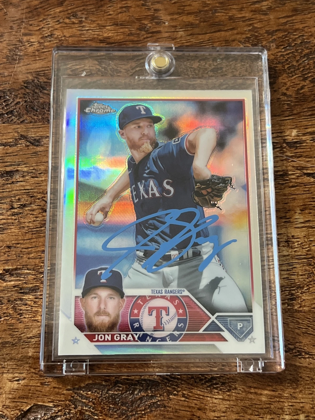 Jon Gray IP Signed Topps Chrome Card JSA Coa Autographed Rangers