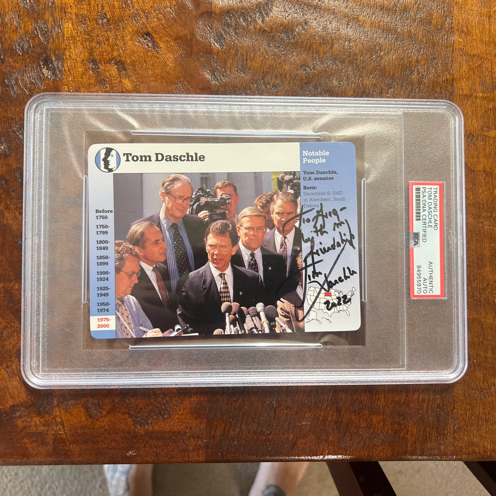 Tom Daschle Signed Story of America History Card Notable People PSA DNA Coa Slab