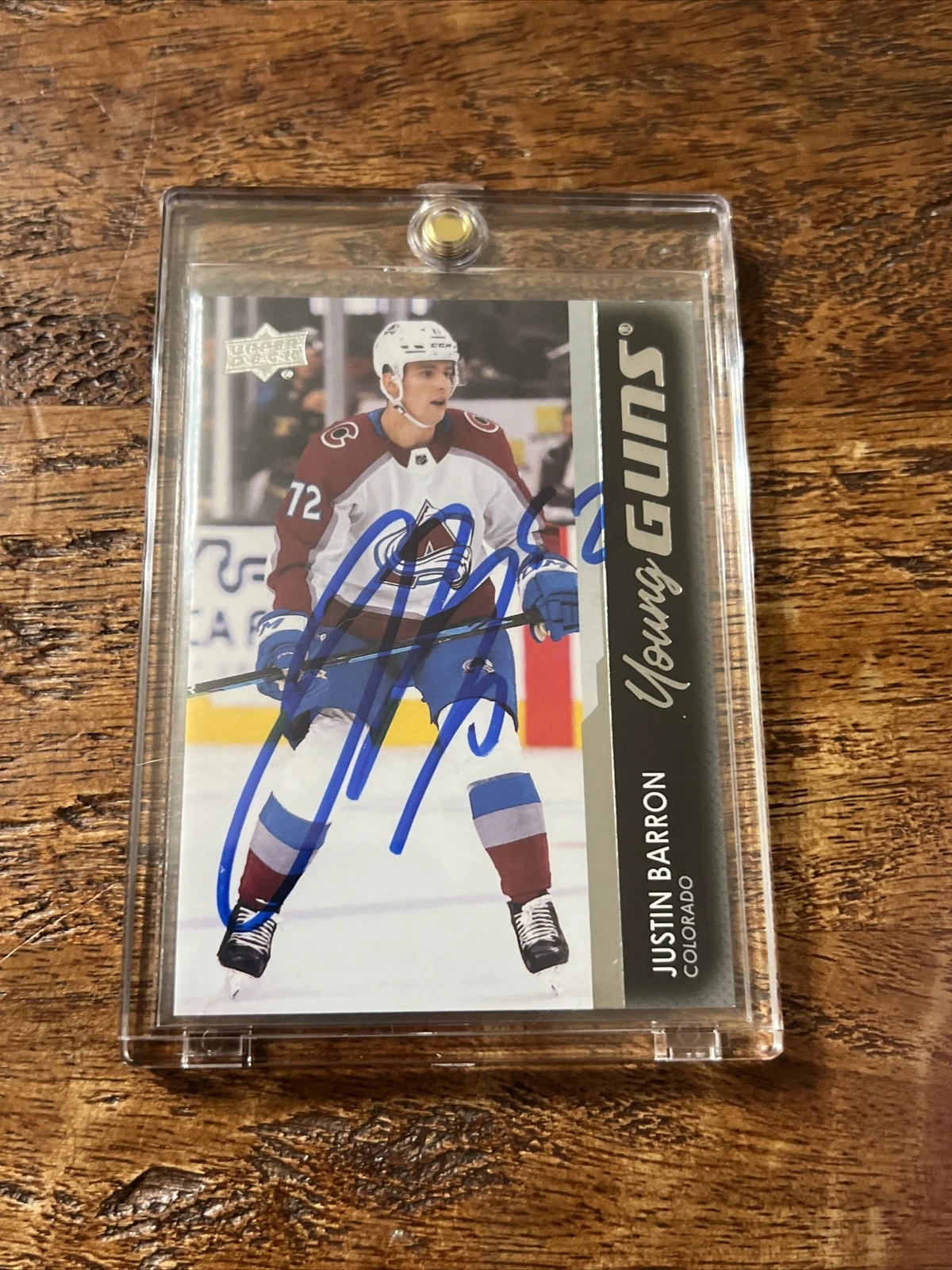 Justin Barron IP Signed UD Young Guns Card Psa Dna Coa Autographed Avalanche