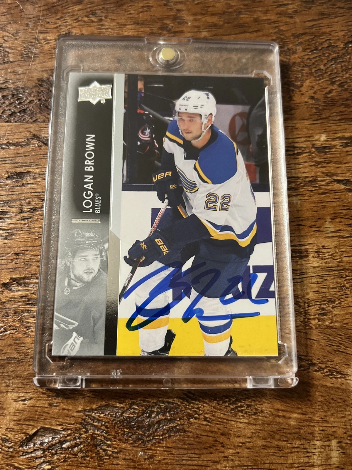 Logan Brown IP Signed Upper Deck Card Psa Dna Coa Autographed Blues