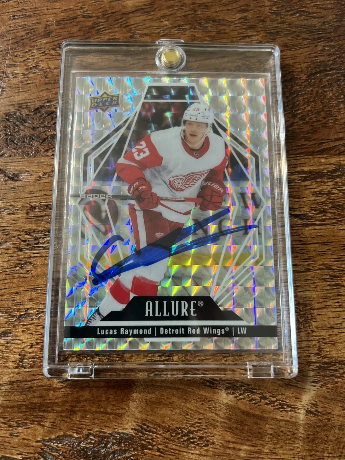 Lucas Raymond IP Signed Upper Deck Allure Card PSA DNA  Autographed Red Wings