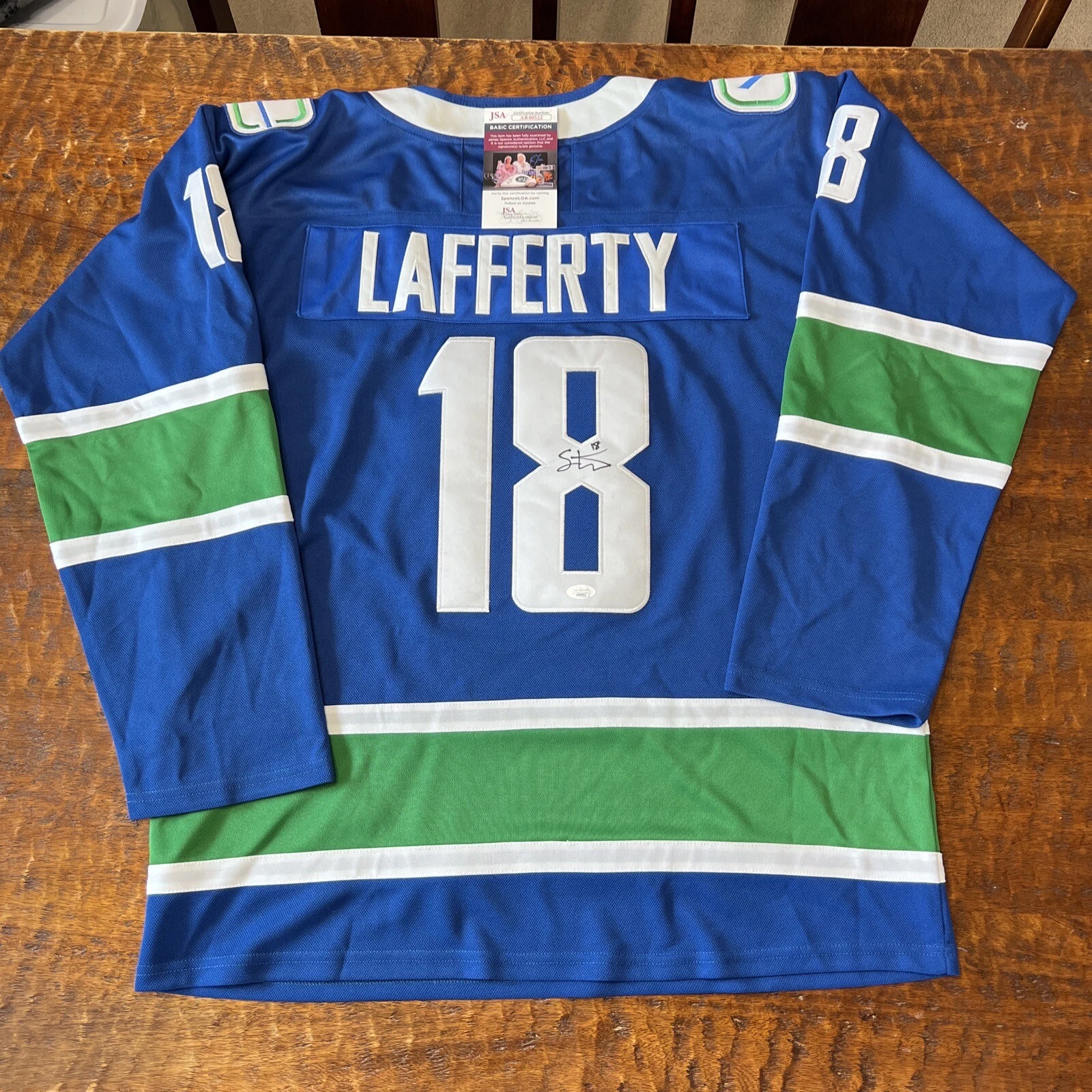 Sam Lafferty Signed Vancouver Canucks Jersey JSA Coa Autographed