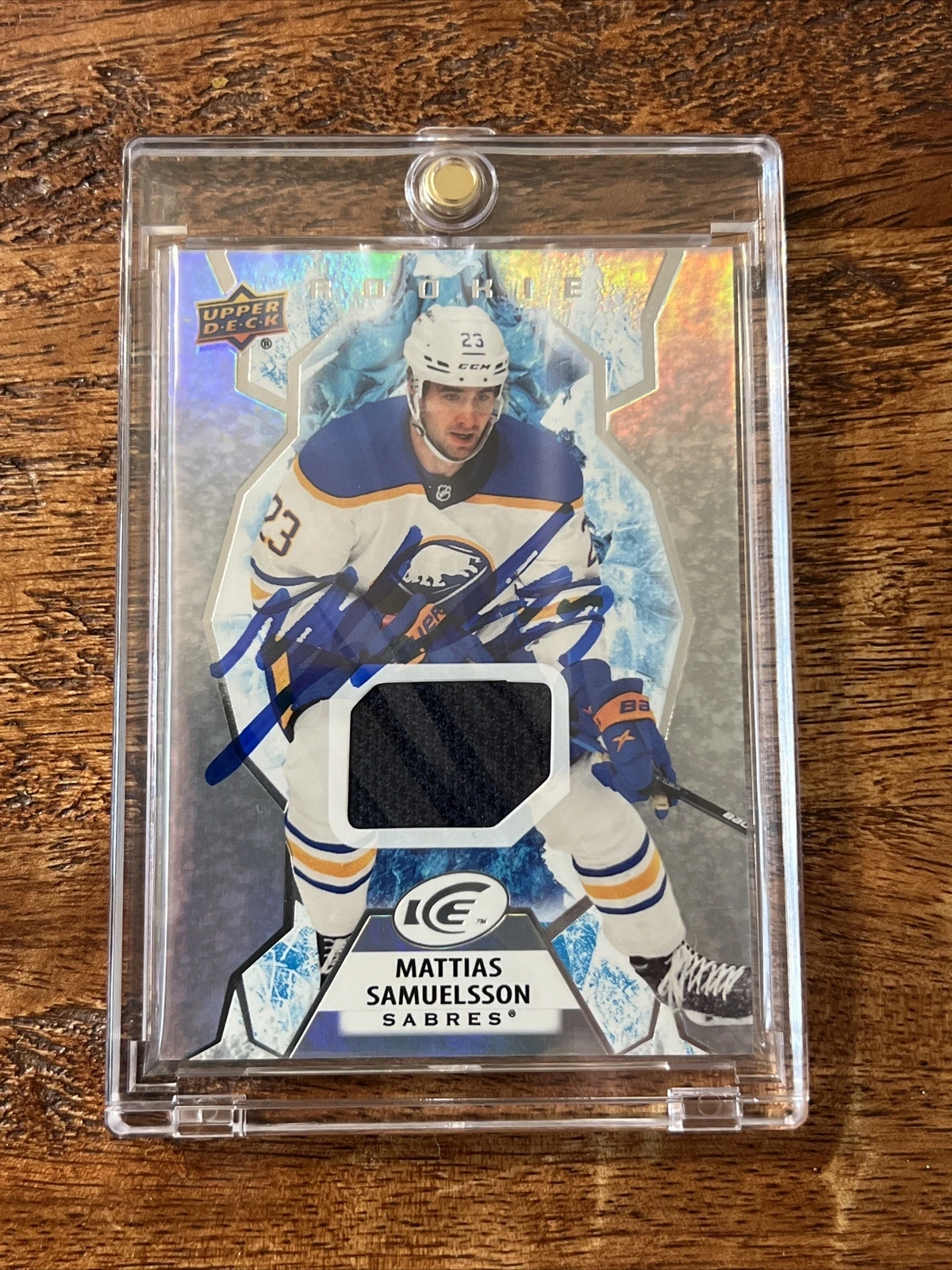 Mattias Samuelsson IP Signed UD Ice Jersey RC Card JSA Coa Autographed Sabres