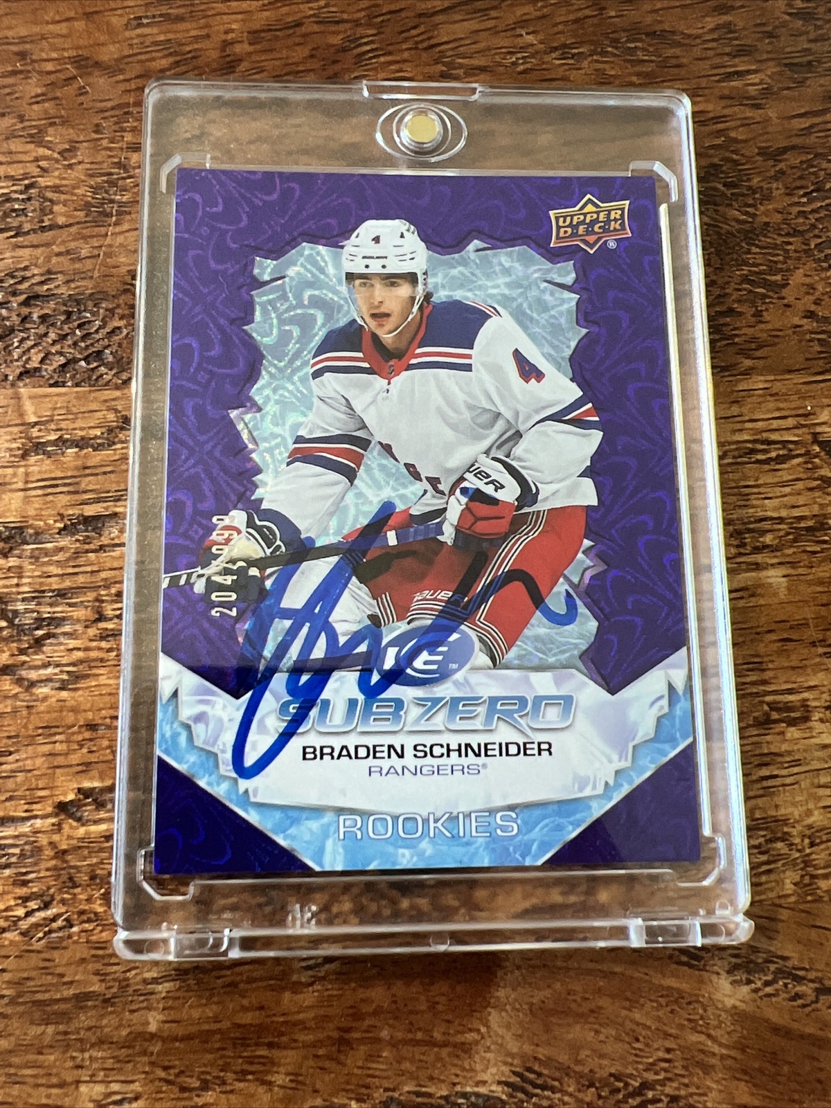Braden Schneider IP Signed Upper Deck Ice RC Card JSA Coa Autographed Rangers