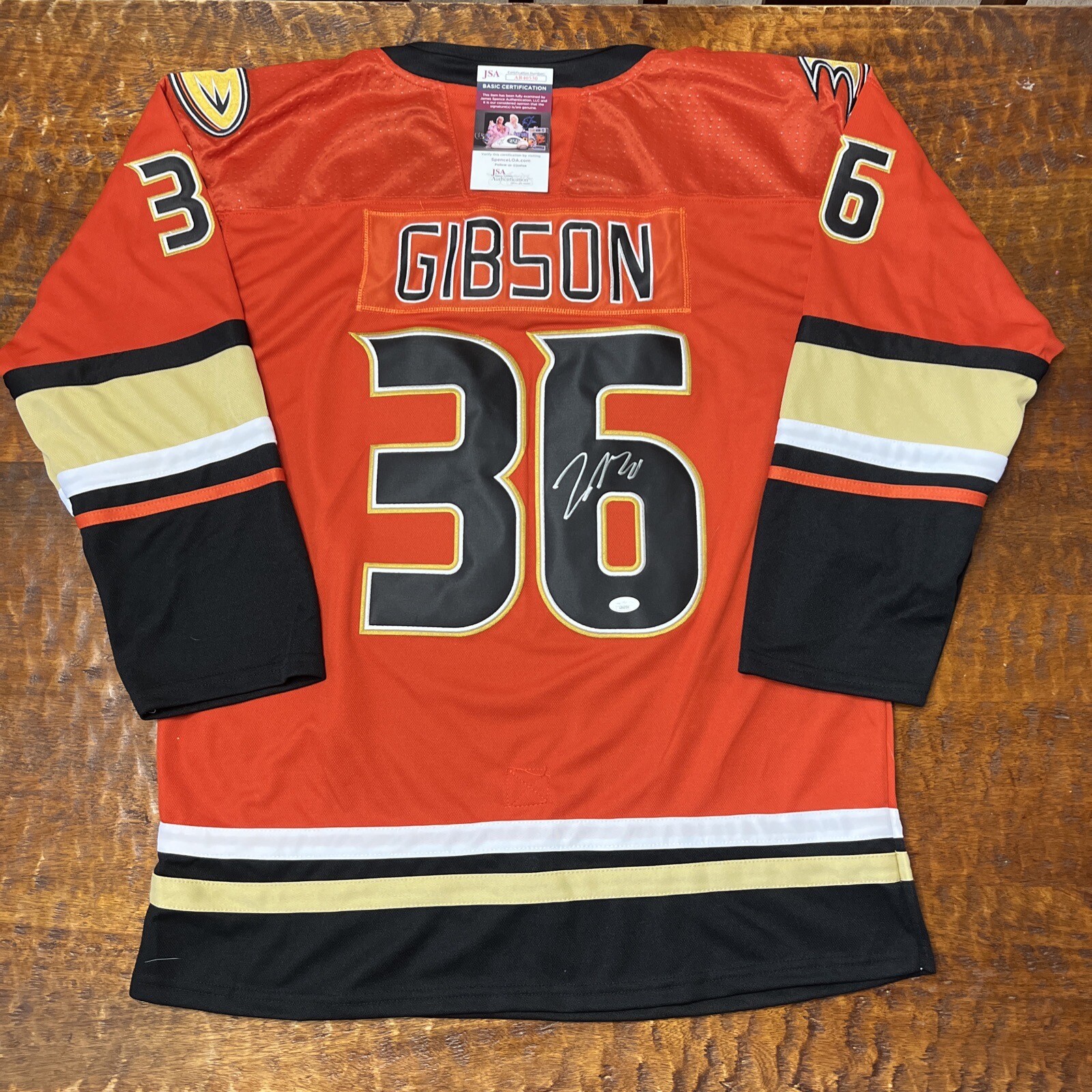 John Gibson Signed Anaheim Ducks Jersey JSA Coa Autographed