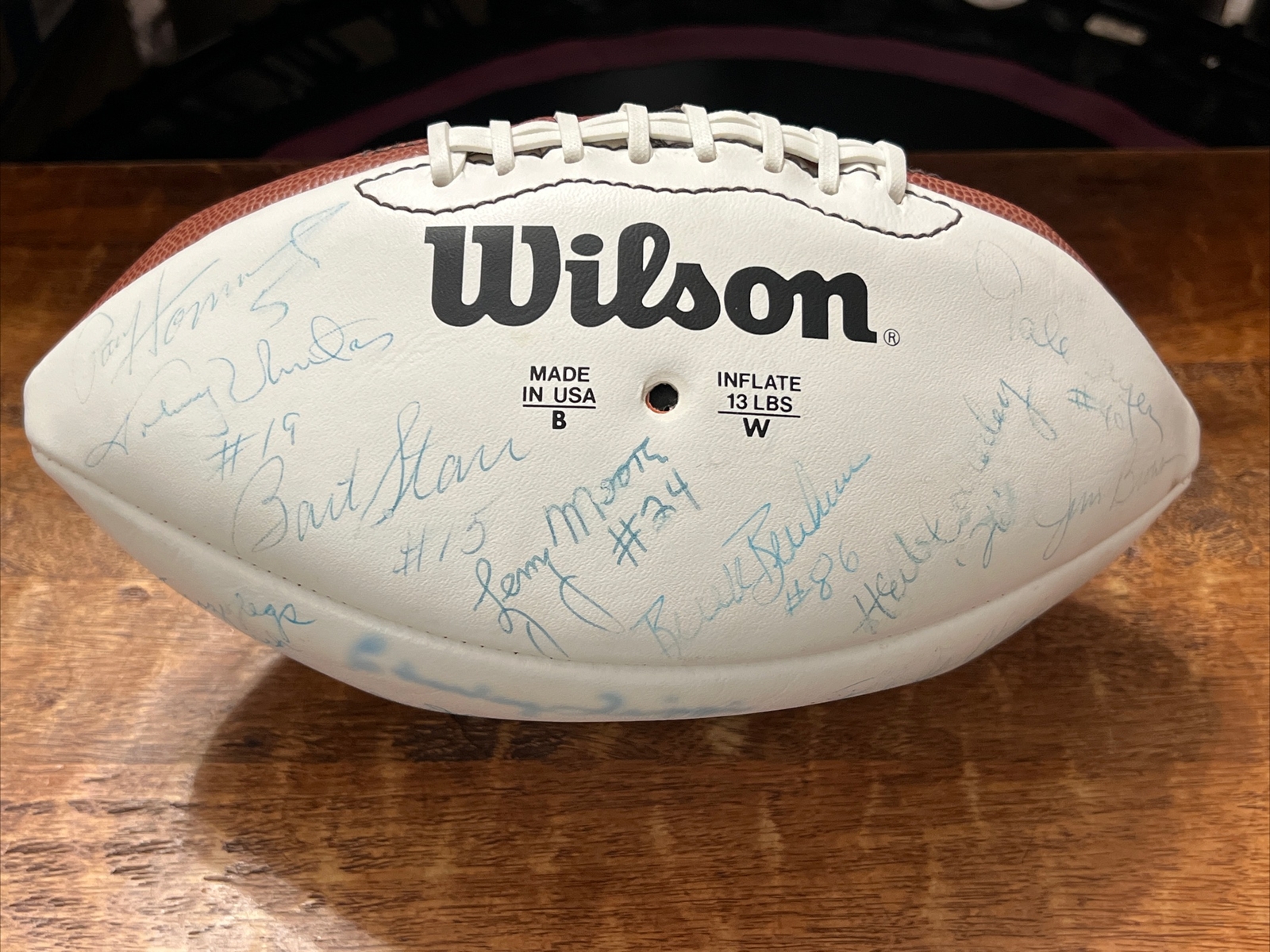 Bart Starr Jim Brown Johnny Unitas Gale Sayers Hornung Signed Football JSA Coa