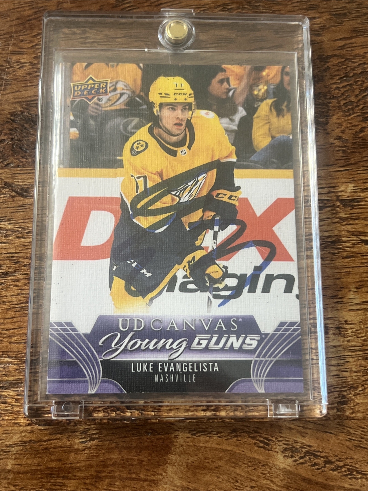 Luke Evangelista IP Signed Young Guns Canvas Card PSA DNA Autographed Predators