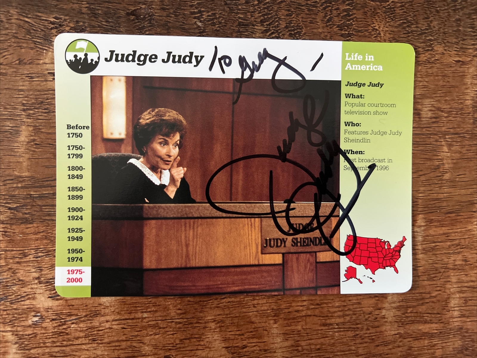 Judge Judy Sheindlin Signed Grolier Life In America Card PSA DNA Autographed