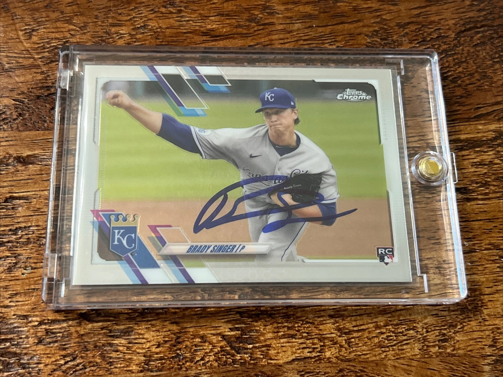 Brady Singer IP Signed Topps Chrome Rookie Card Psa Dna Autographed Royals