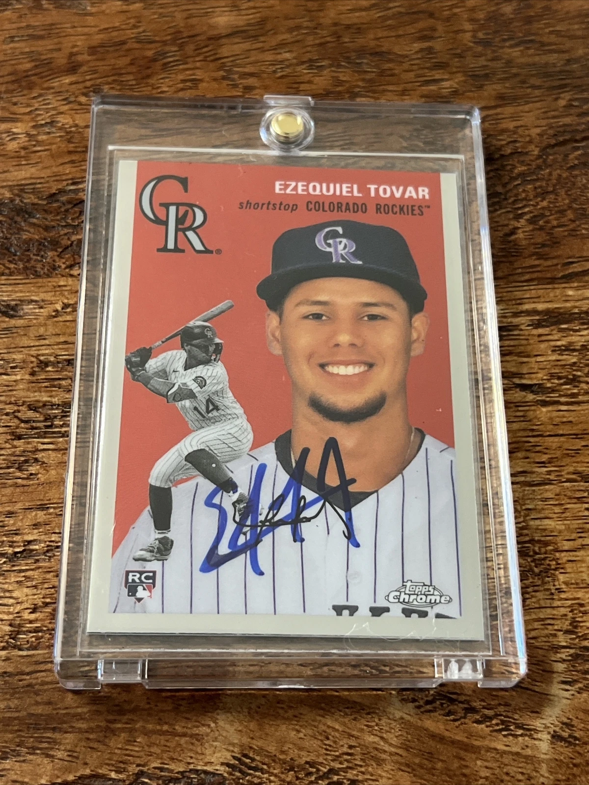 Ezequiel Tovar IP Signed Topps Chrome Rookie Card JSA Coa Rockies Autographed