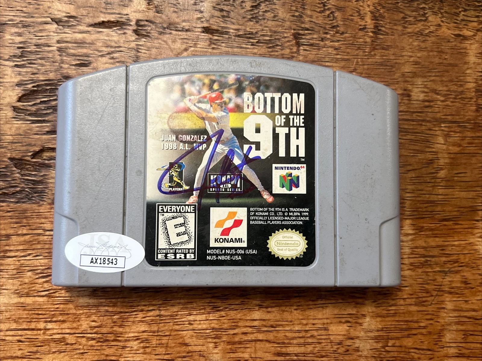 Juan Gonzalez Signed Bottom Of The 9th Nintendo N64 Video Game JSA Coa Rangers