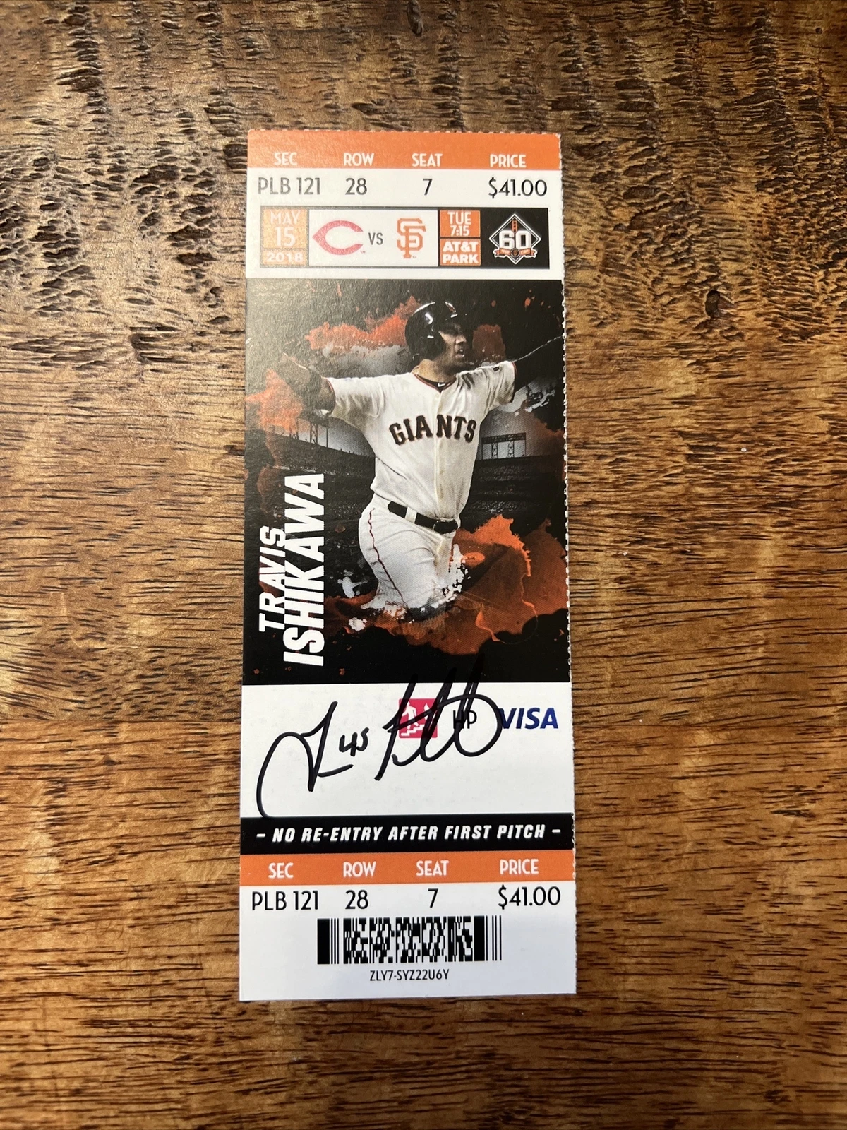 Travis Ishikawa Signed Ticket Stub JSA Coa Autographed Giants