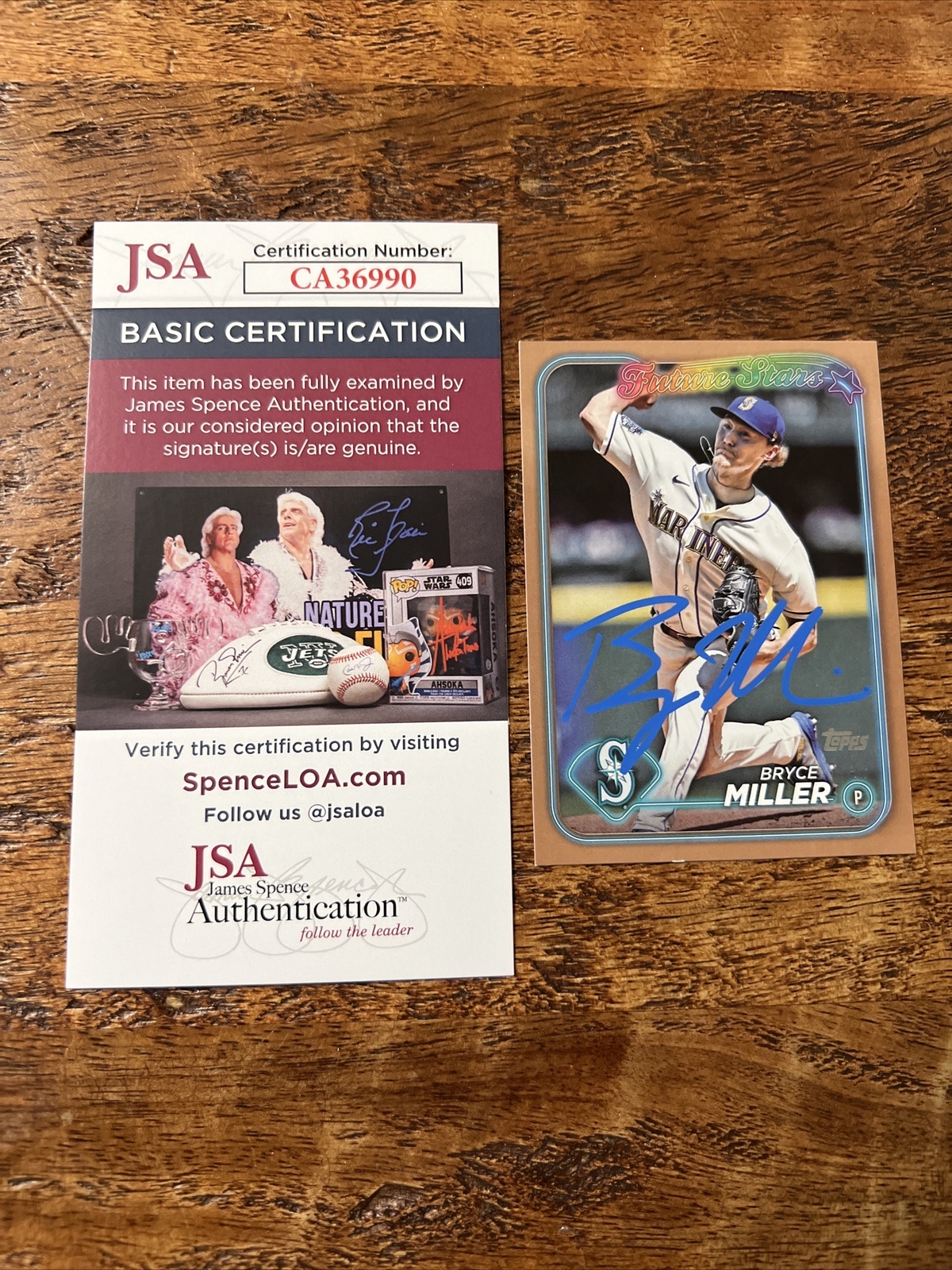 Bryce Miller IP Signed Topps Card JSA Coa Autographed Seattle Mariners