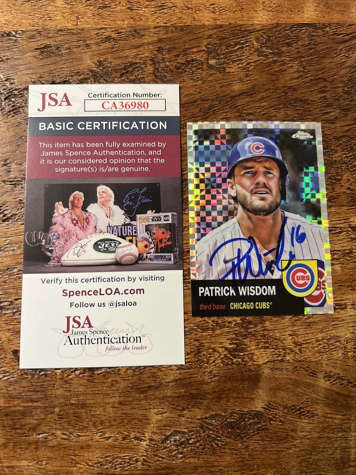 Patrick Wisdom IP Signed Topps Chrome Anniversary Card JSA Coa Cubs Autographed