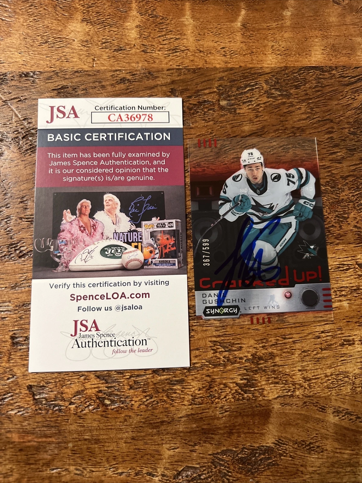 Danil Gushchin IP Signed Upper Deck Synergy RC Card JSA Coa Sharks Autographed
