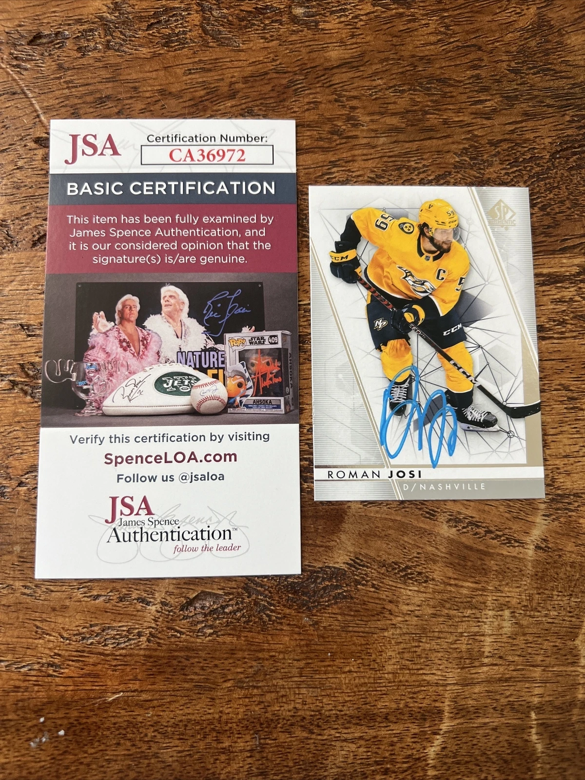 Roman Josi IP Signed UD SP Authentic Card JSA Coa Predators Autographed