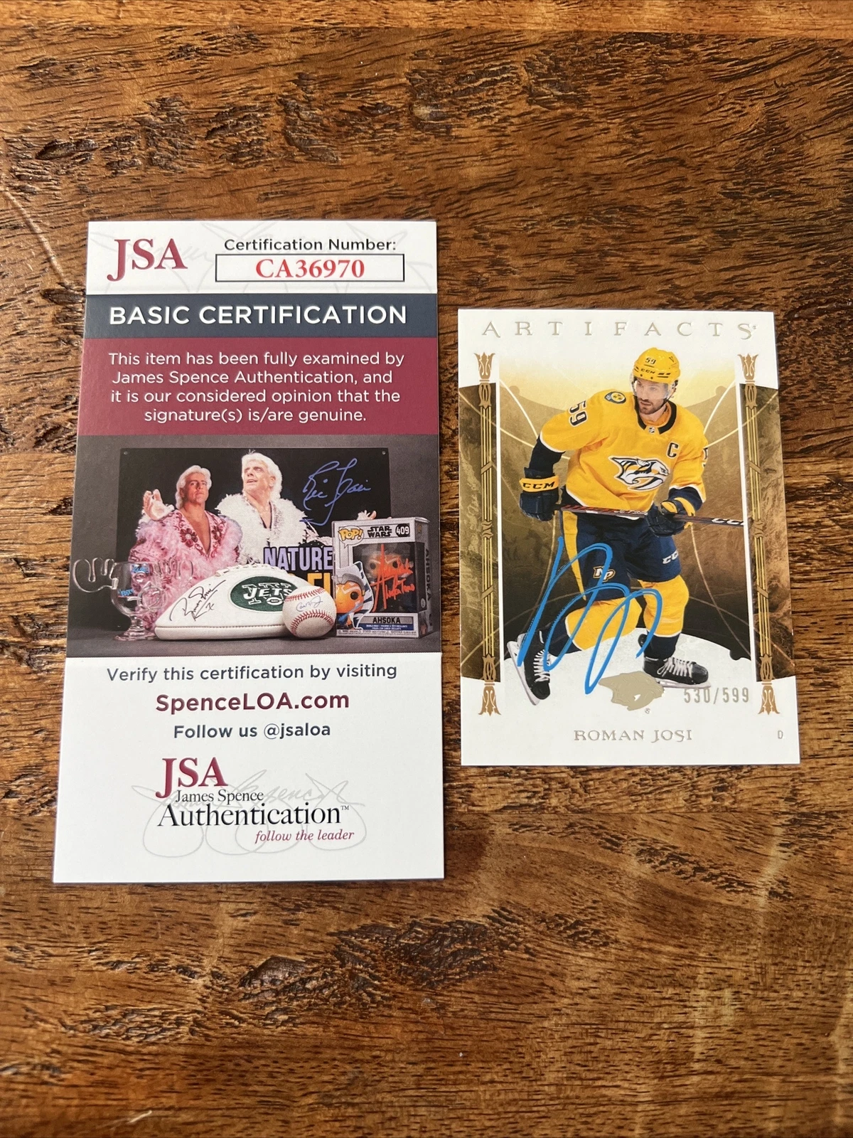 Roman Josi IP Signed Upper Deck Artifacts Card JSA Coa Predators Autographed